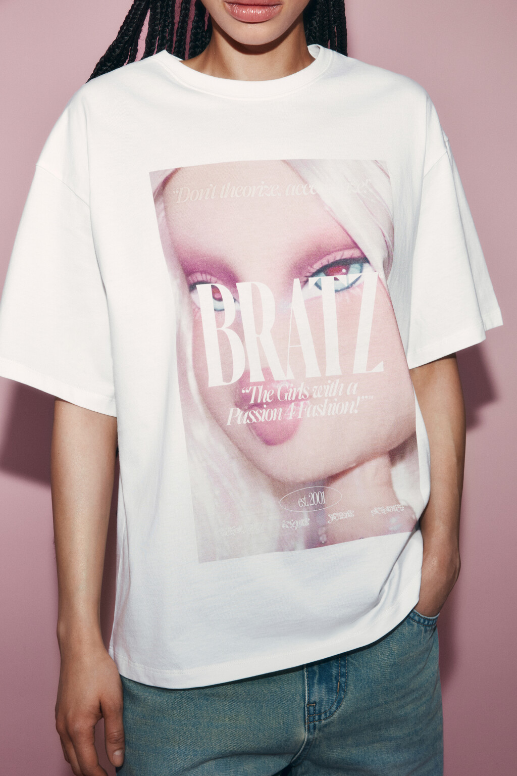 Футболка хлопковая оверсайз с принтом - цвет белый - 7