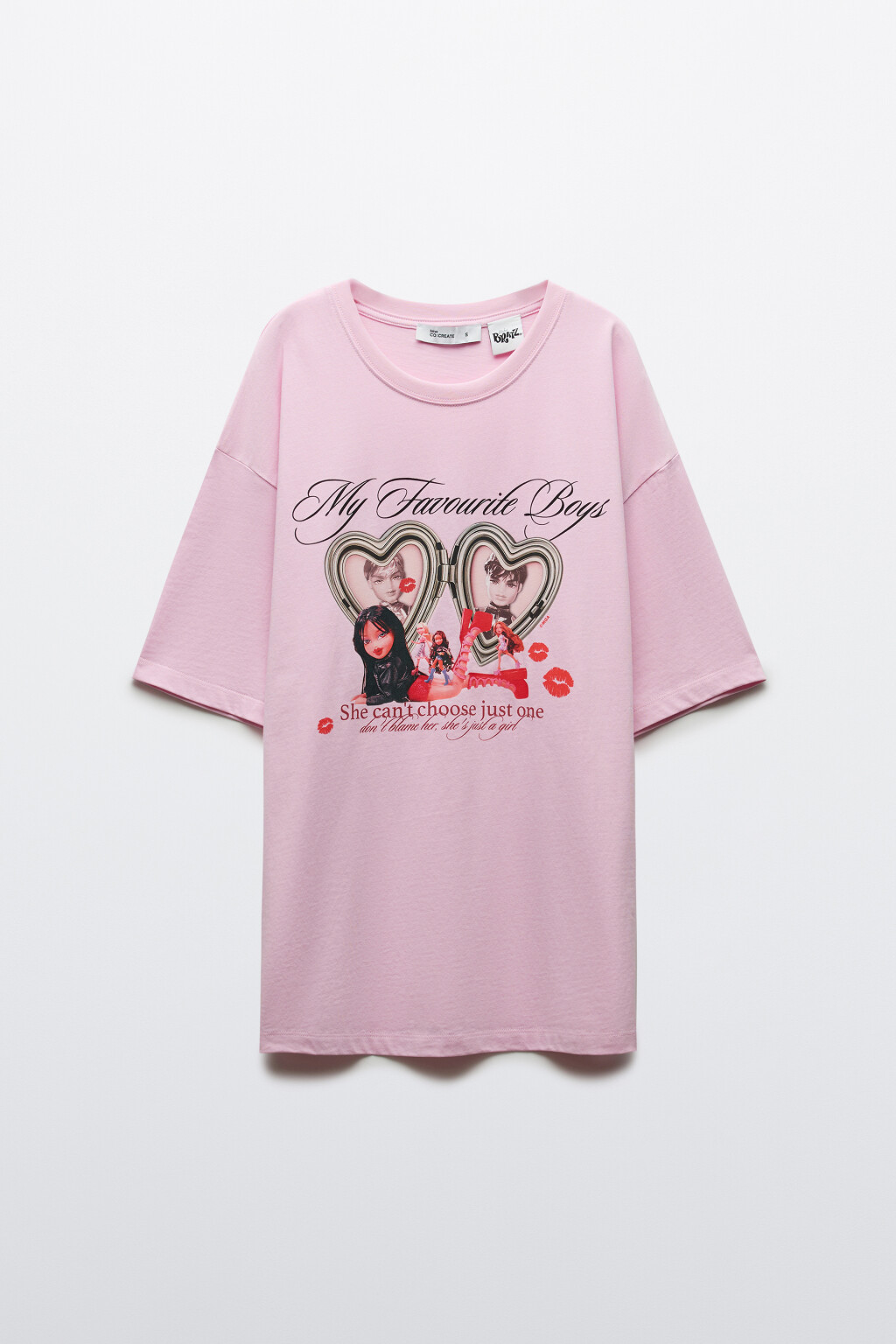 Футболка хлопковая оверсайз с принтом - цвет розовый - 9