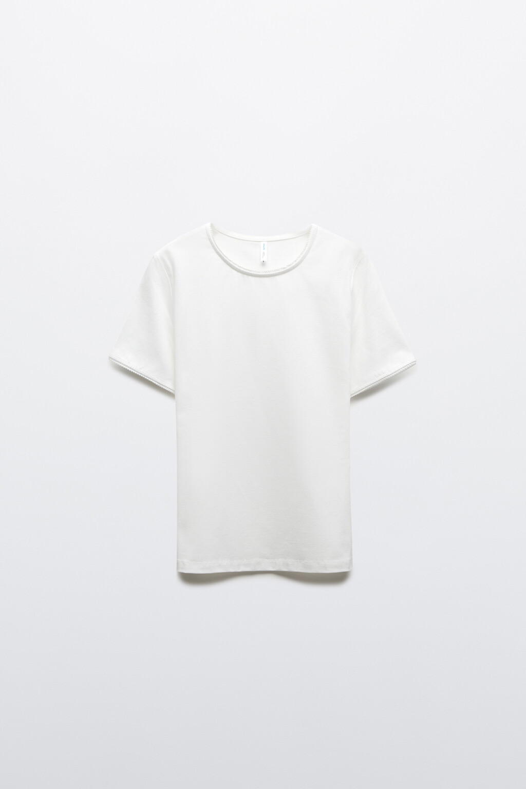 Футболка-топ хлопковая с контрастной окантовкой - цвет белый - 1