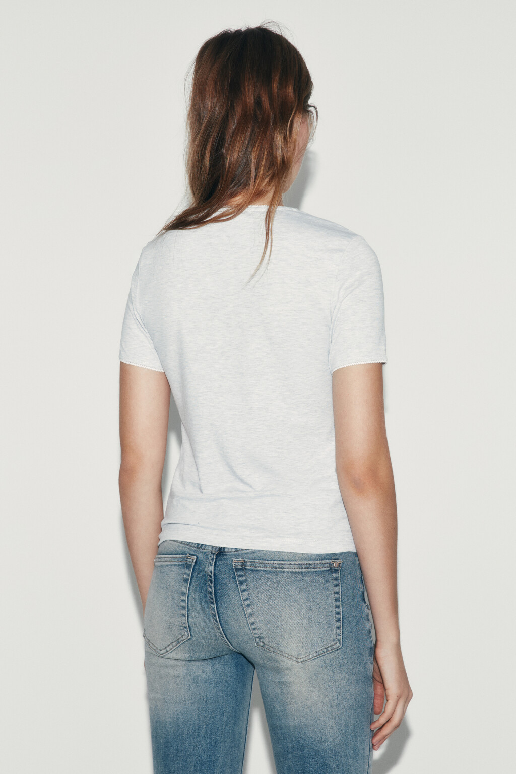 Футболка-топ хлопковая с волнистыми краями - цвет серый - 3