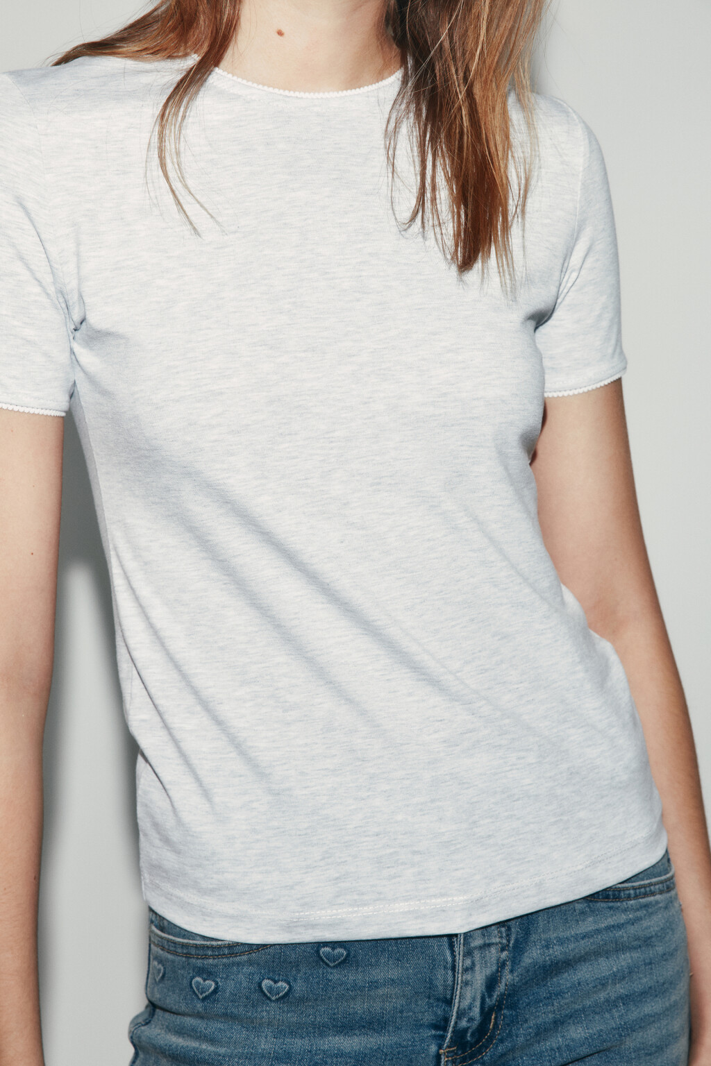 Футболка-топ хлопковая с волнистыми краями - цвет серый - 5