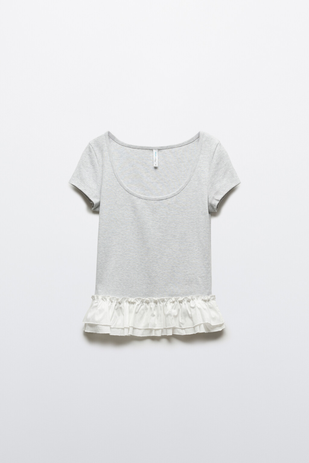 Футболка-топ полуприлегающая с двойной баской - цвет серый - 1