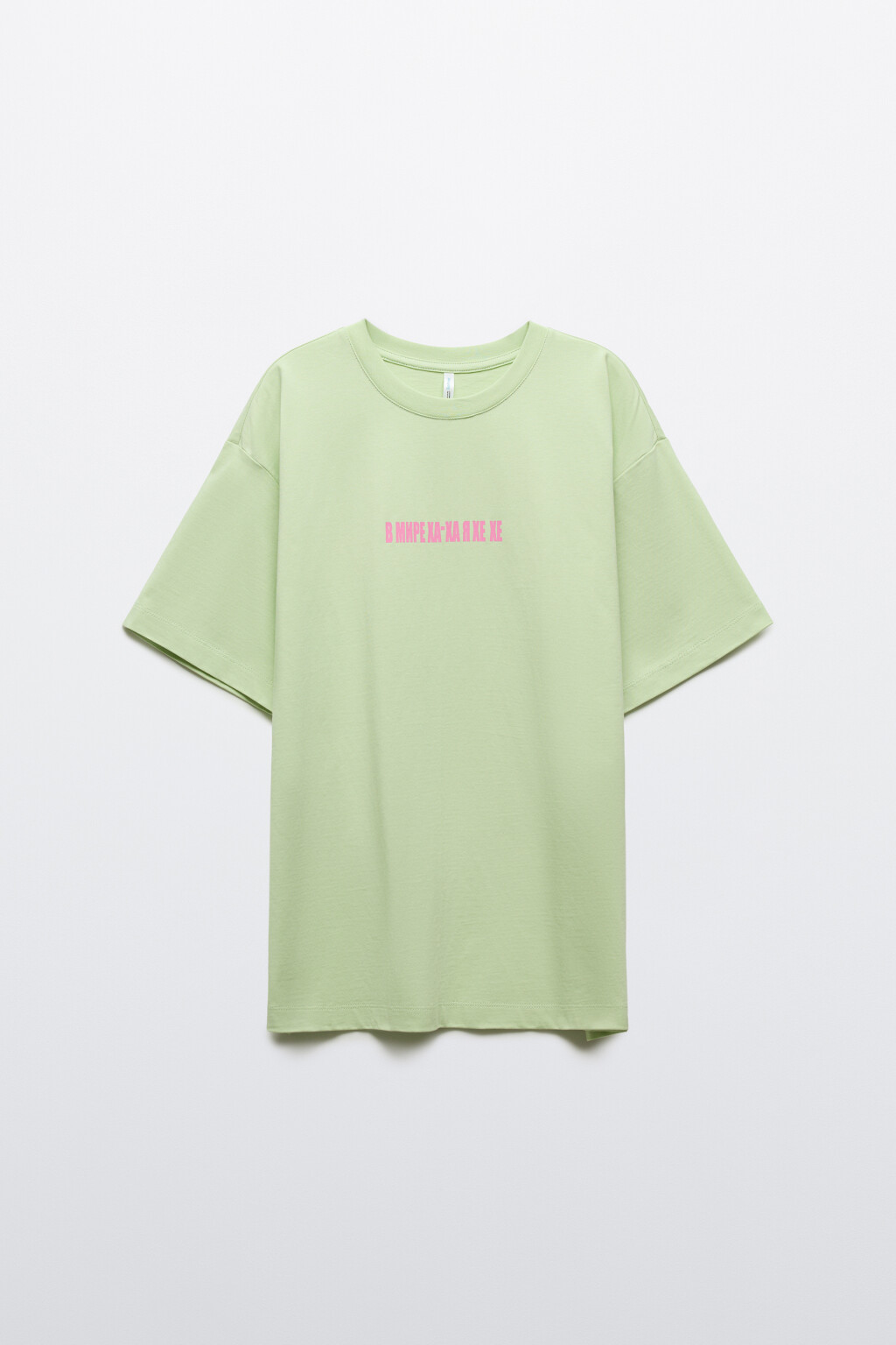 Футболка хлопковая оверсайз с принтом - цвет зеленый - 1