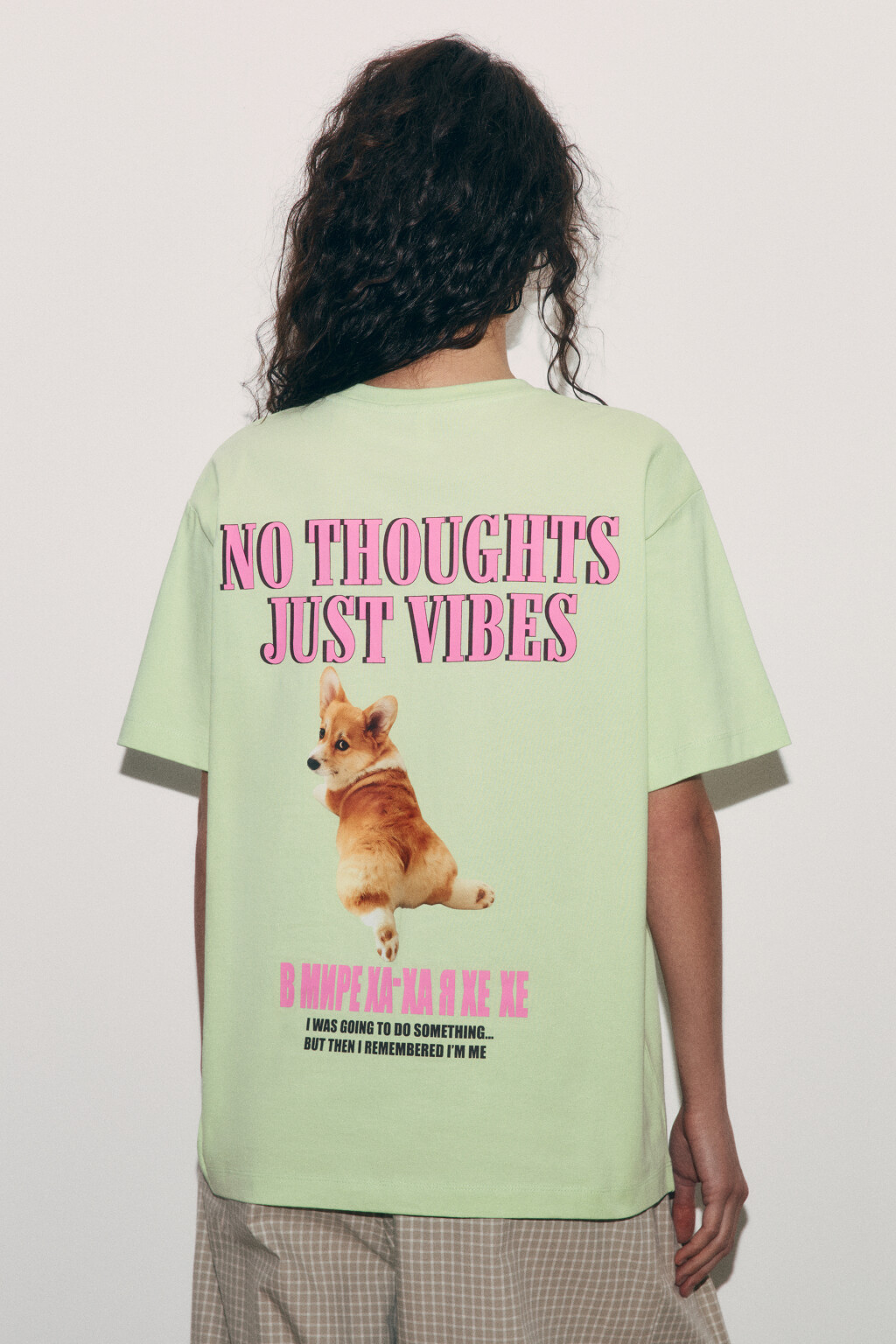 Футболка хлопковая оверсайз с принтом - цвет зеленый - 5