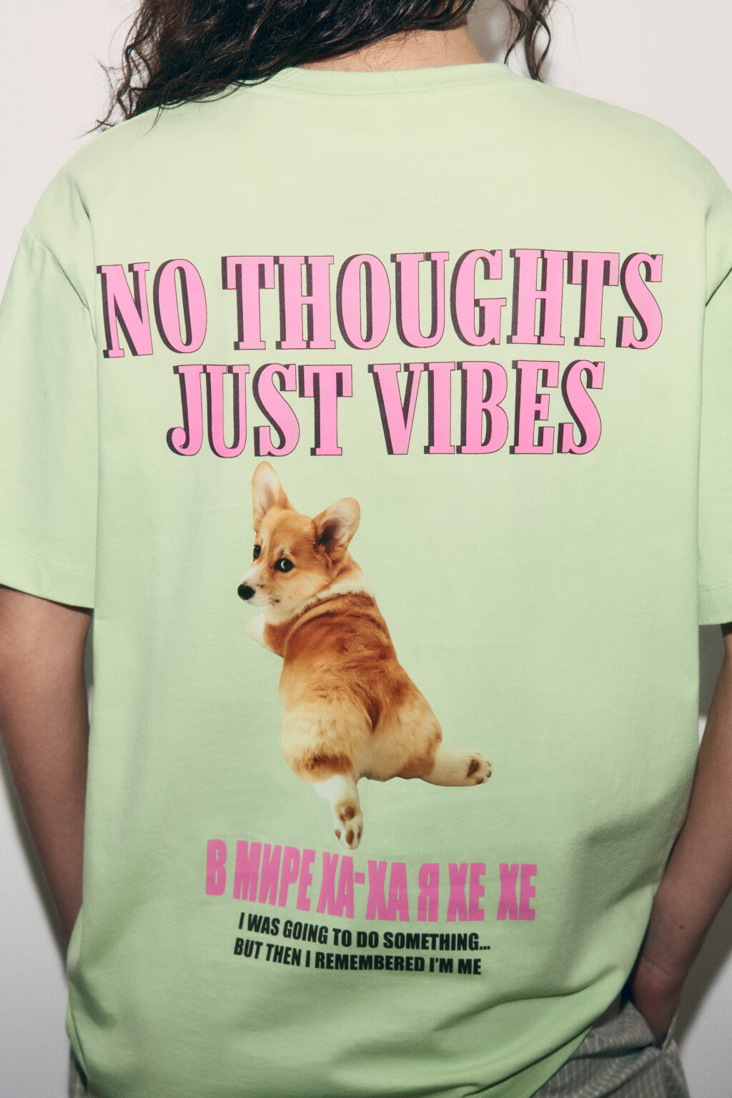 Футболка хлопковая оверсайз с принтом - цвет зеленый - 7