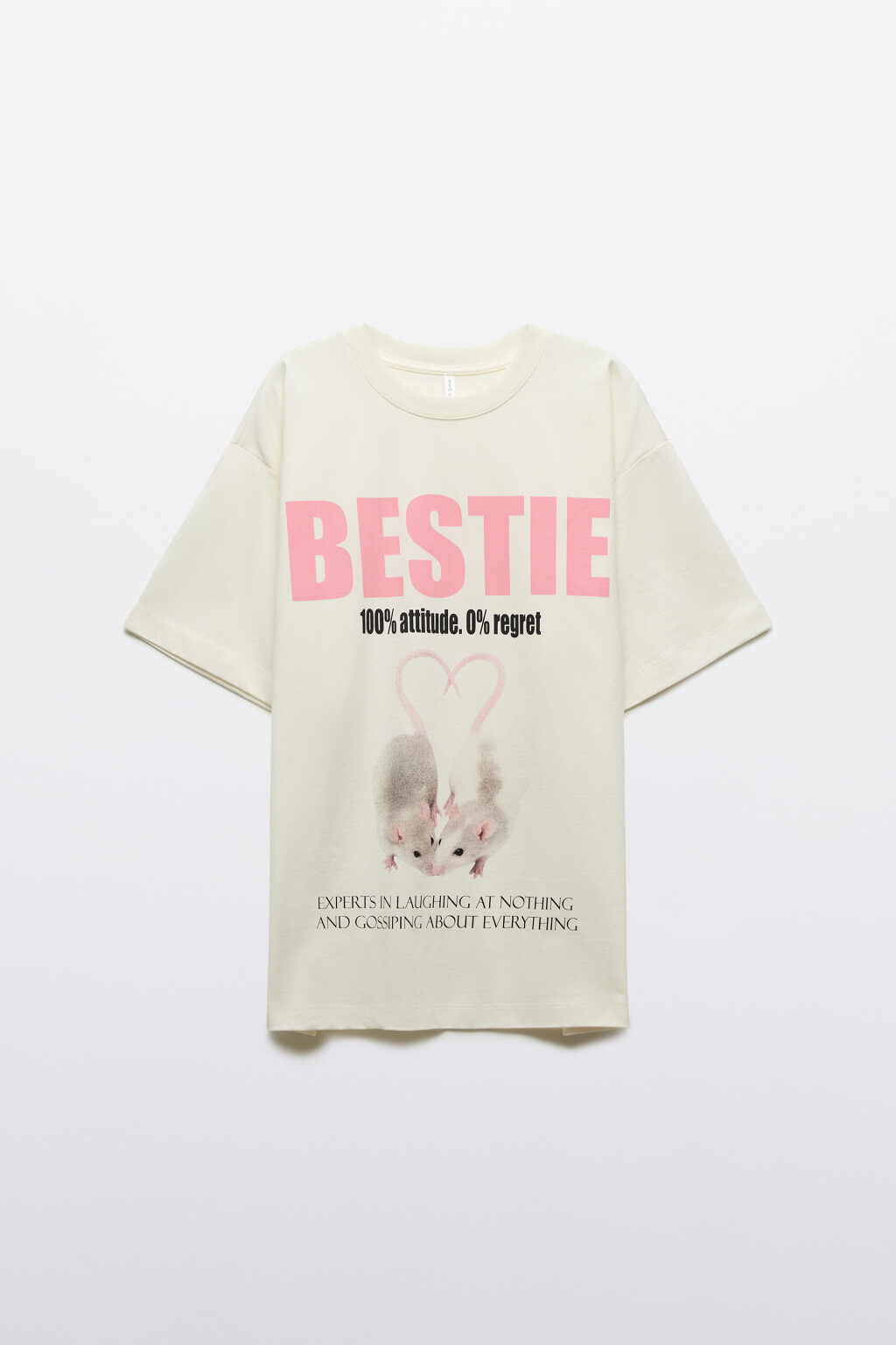 Футболка хлопковая оверсайз с принтом - цвет белый - 1