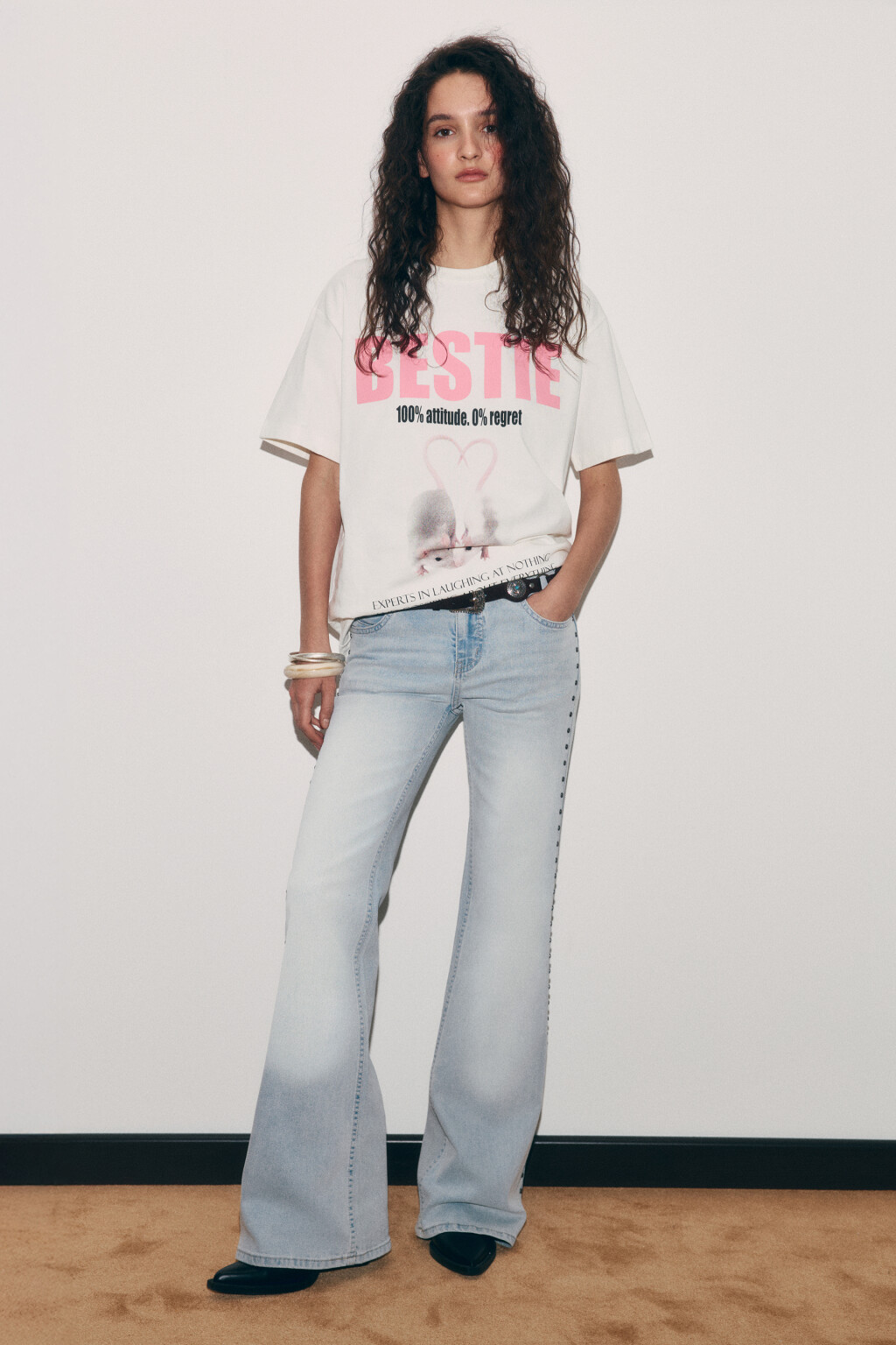 Футболка хлопковая оверсайз с принтом - цвет белый - 5