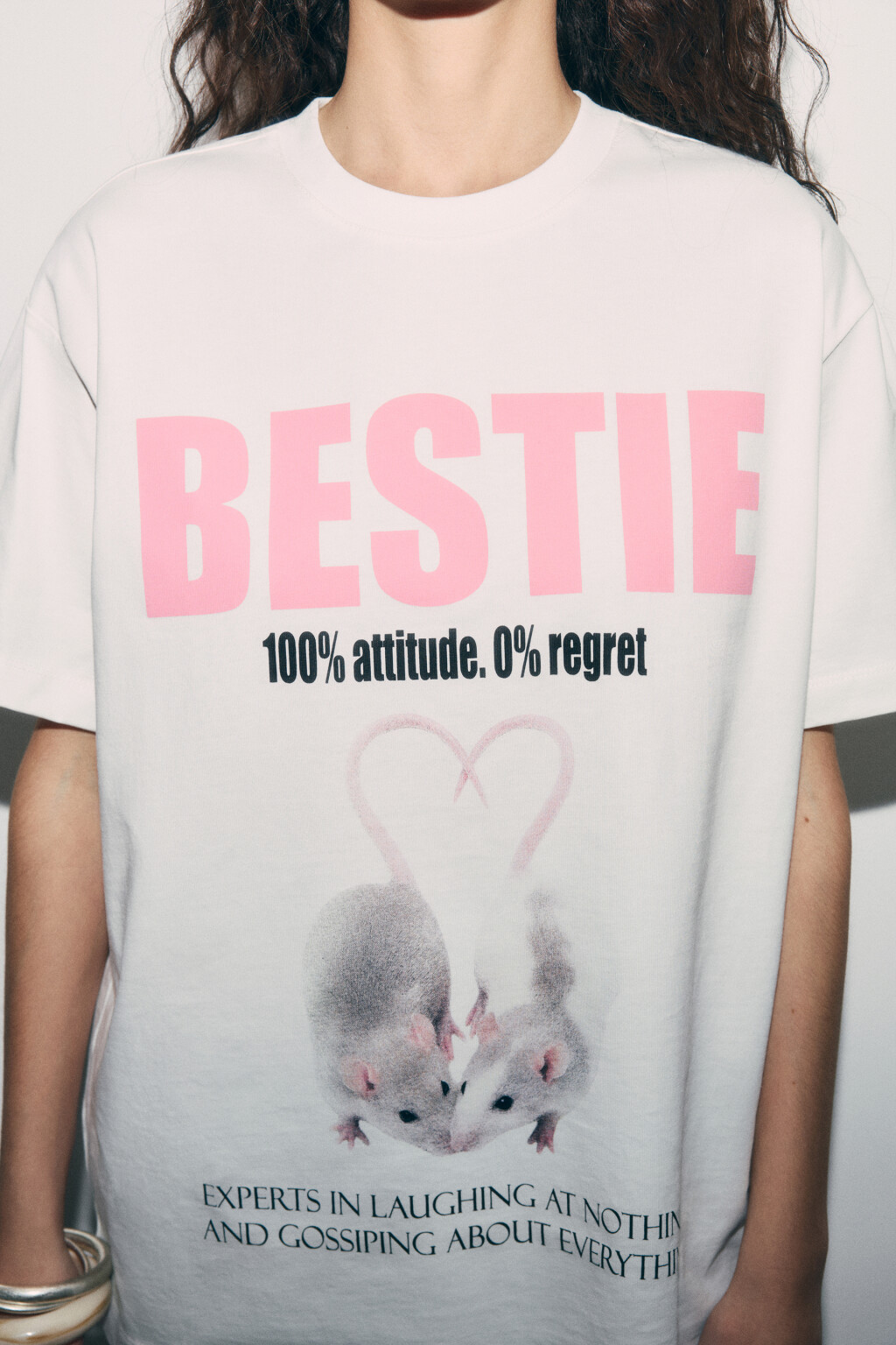 Футболка хлопковая оверсайз с принтом - цвет белый - 6