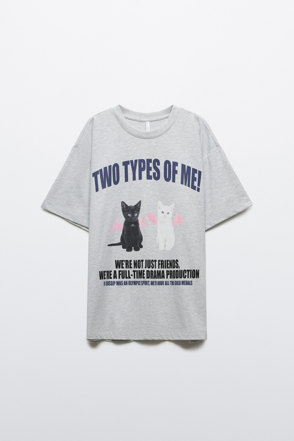 Футболка хлопковая oversize с принтом - цвет серый - 1