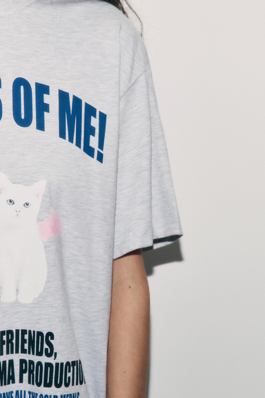 Футболка хлопковая oversize с принтом - цвет серый - 7