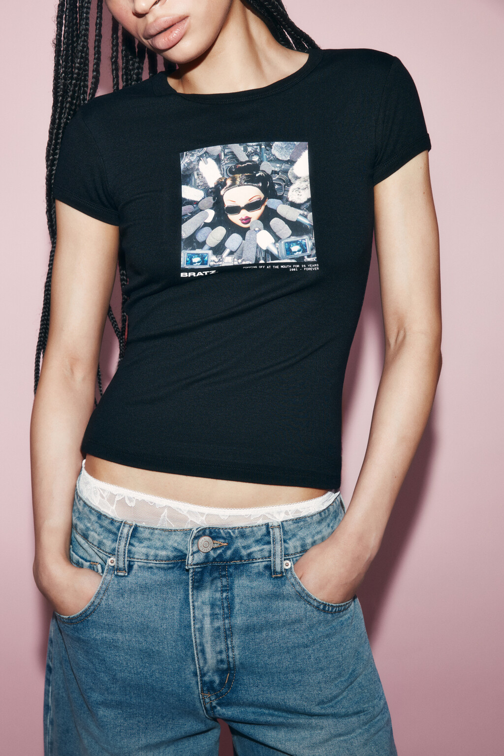 Футболка облегающая вискозная с принтом - цвет черный - 2