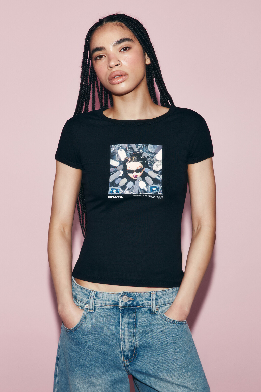 Футболка облегающая вискозная с принтом - цвет черный - 3