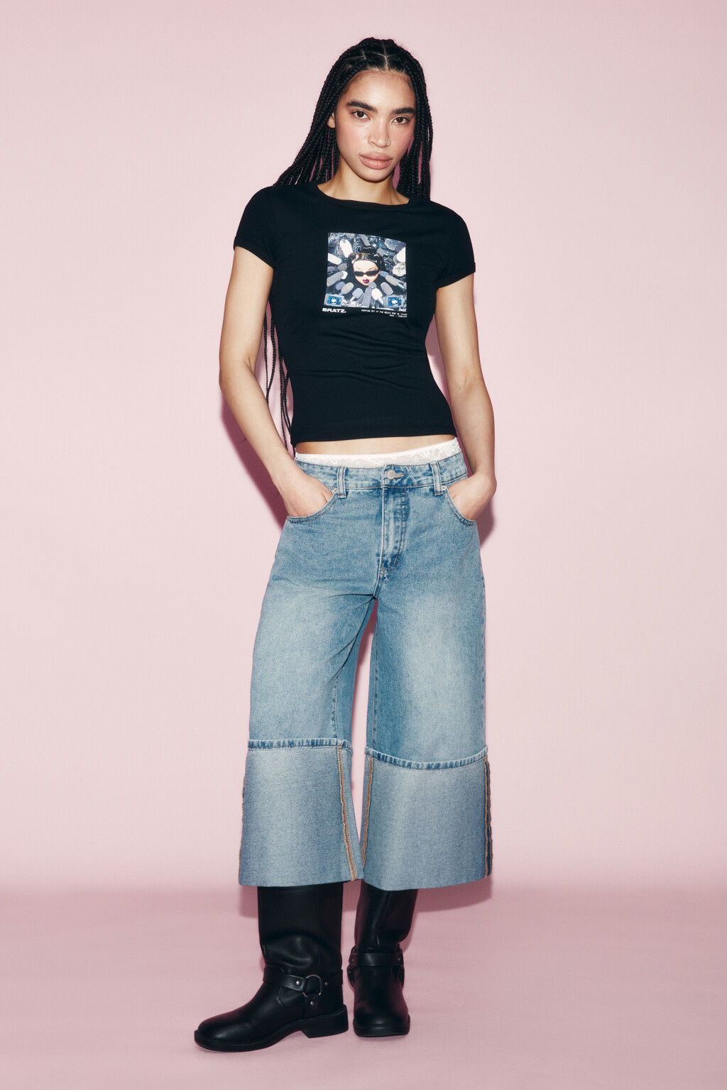 Футболка облегающая вискозная с принтом - цвет черный - 5