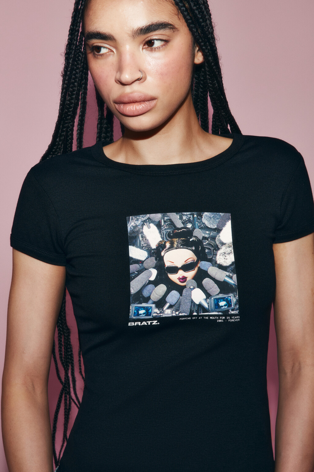 Футболка облегающая вискозная с принтом - цвет черный - 6