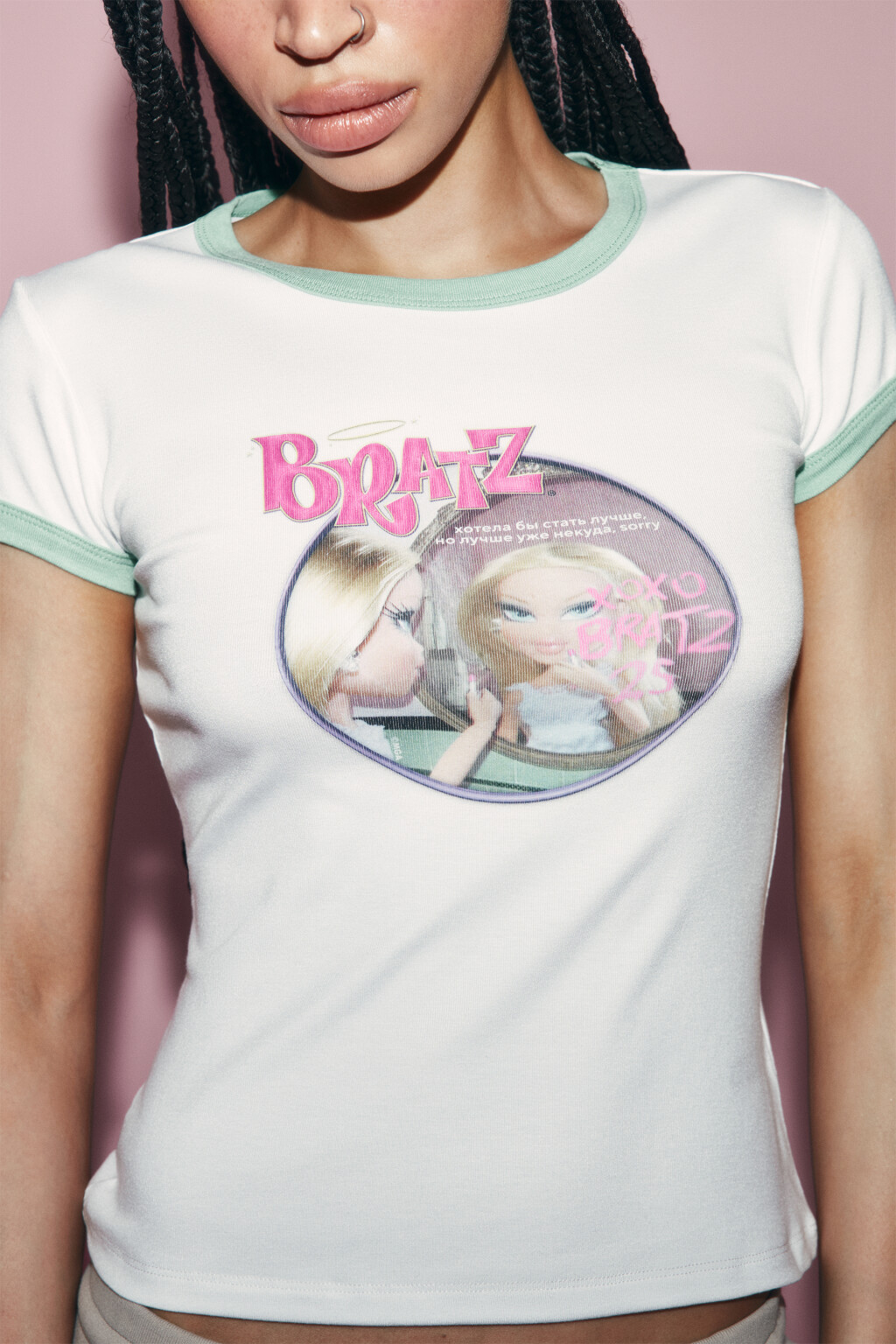 Футболка облегающая вискозная с принтом - цвет белый - 6