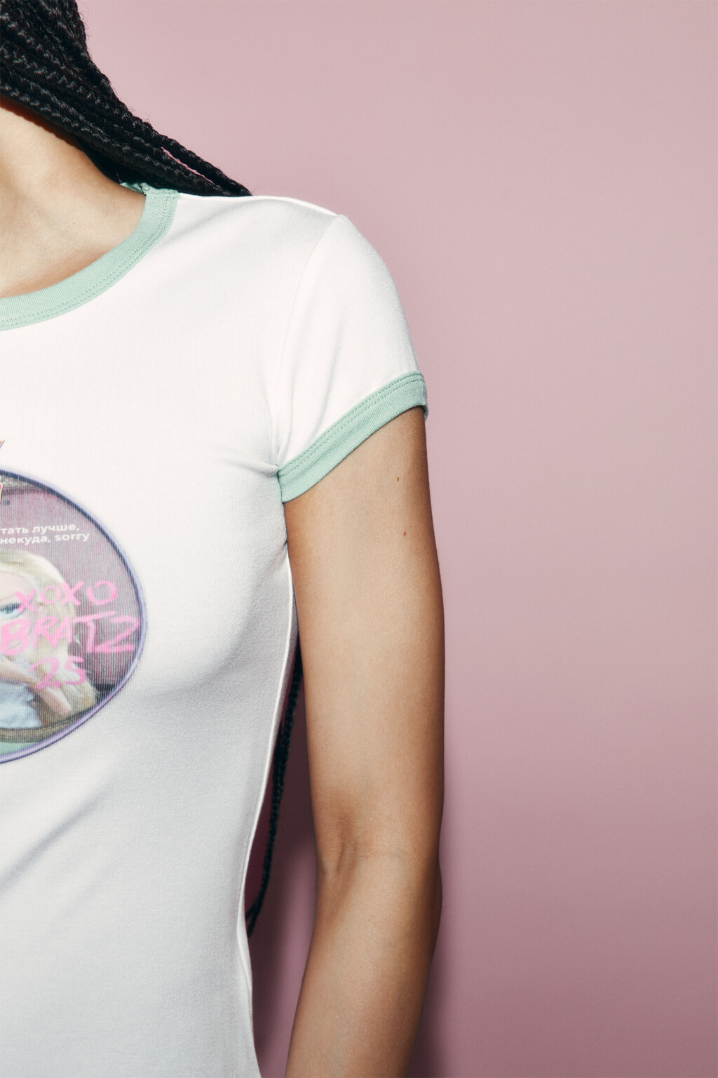 Футболка облегающая вискозная с принтом - цвет белый - 7