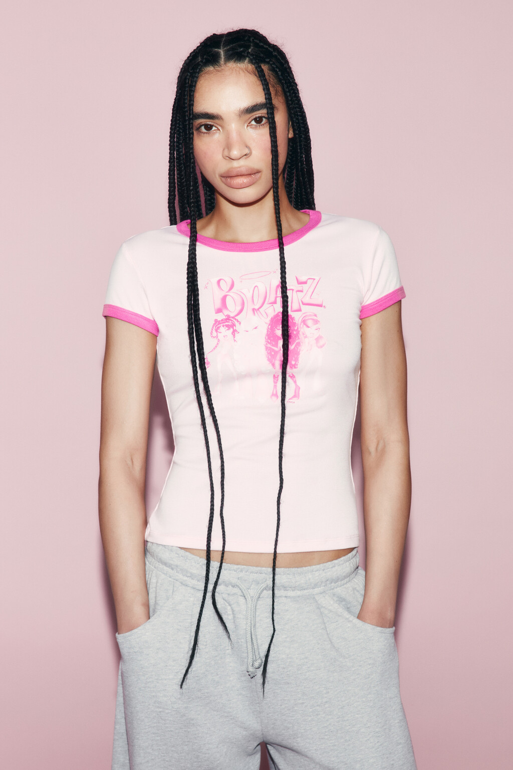 Футболка облегающая вискозная с принтом - цвет розовый - 3