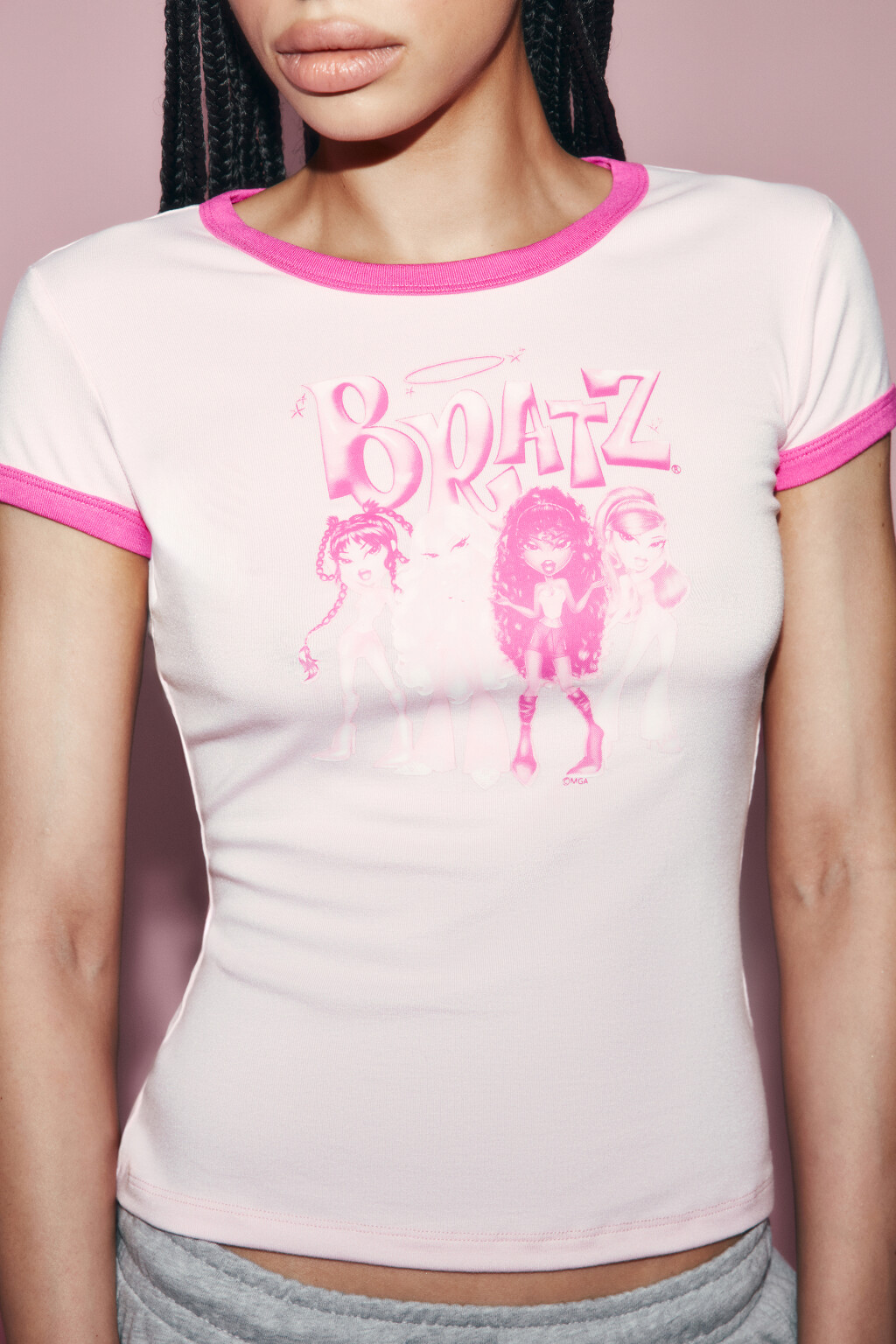 Футболка облегающая вискозная с принтом - цвет розовый - 6