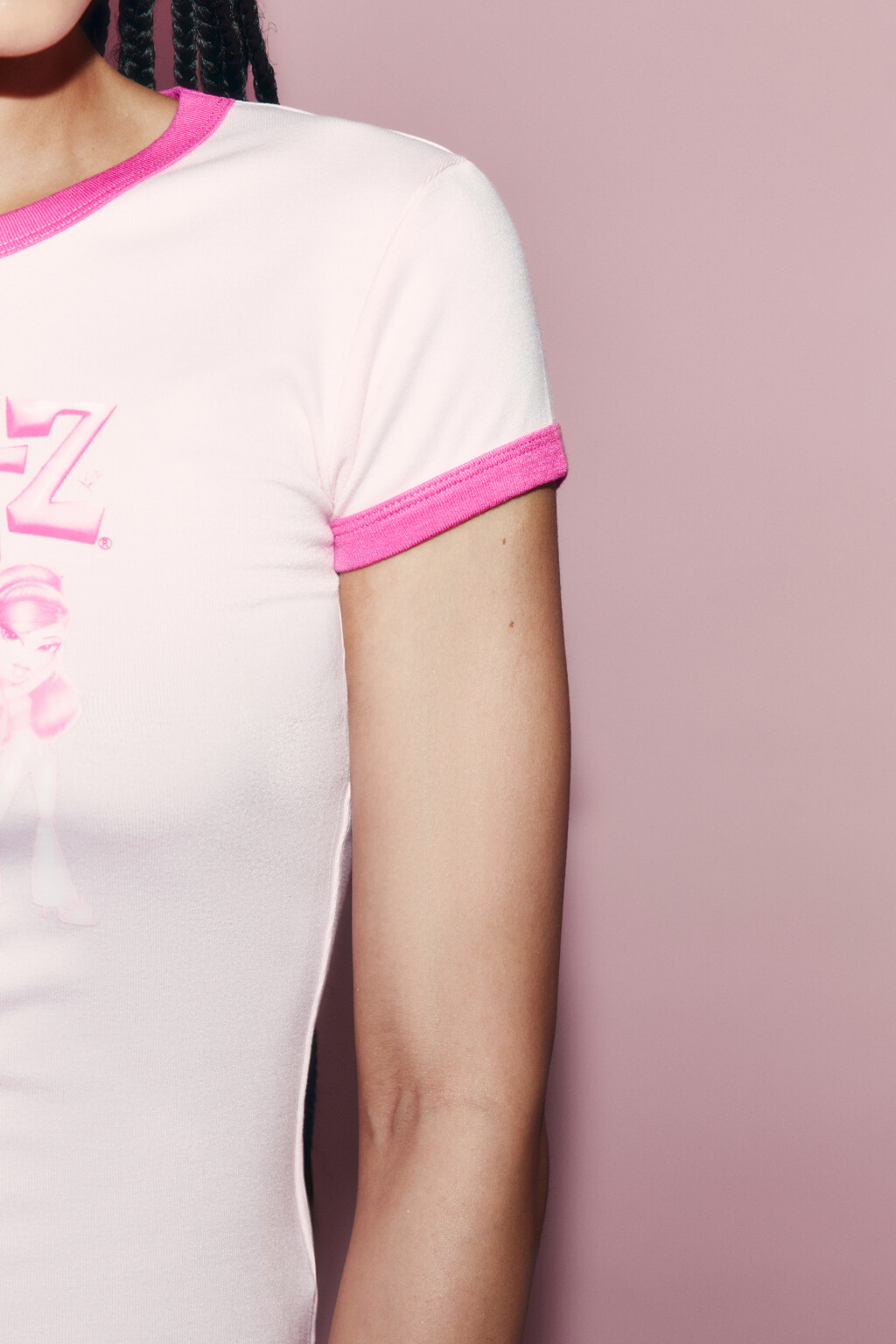 Футболка облегающая вискозная с принтом - цвет розовый - 7