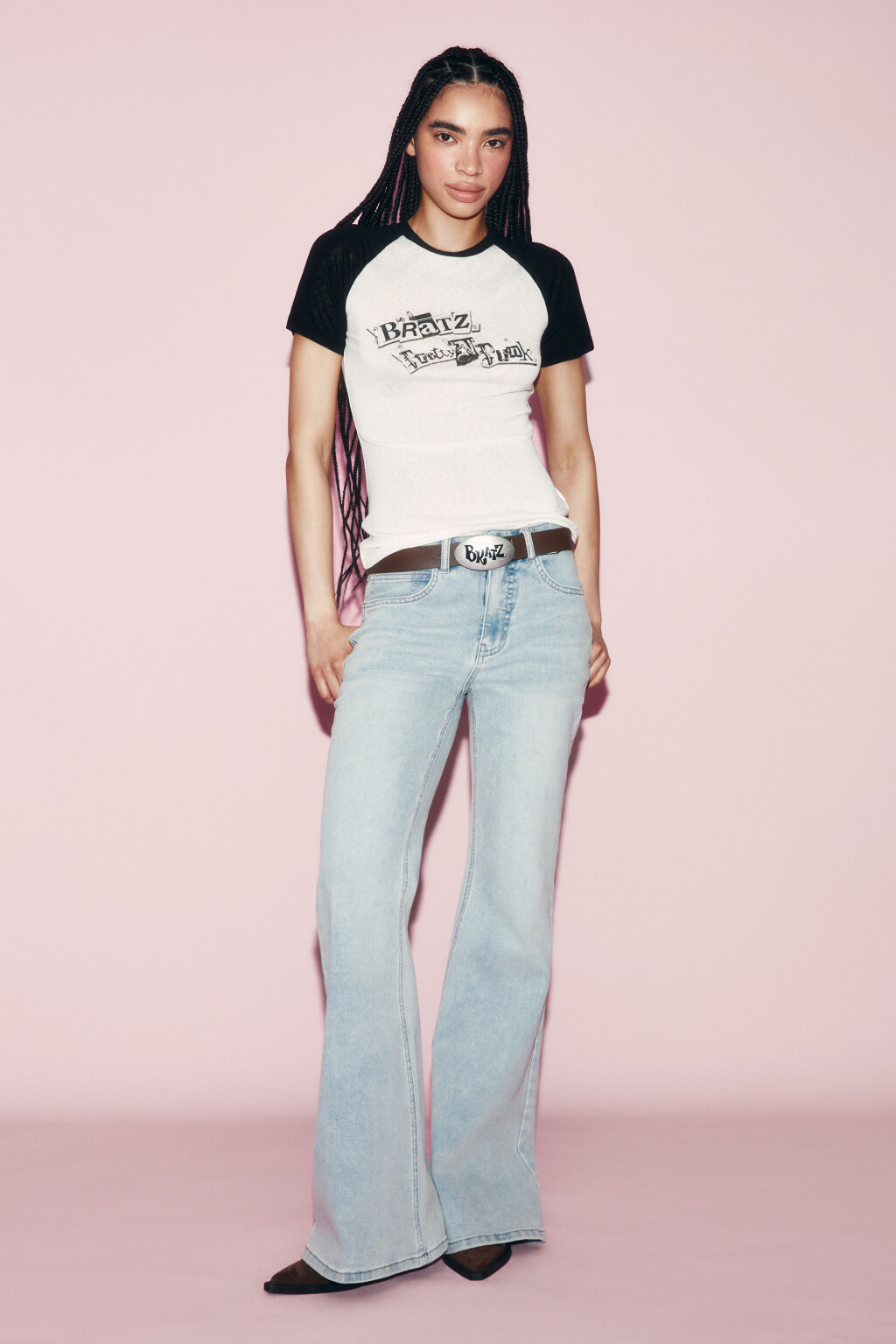 Футболка облегающая с контрастными рукавами и принтом - цвет бежевый - 5