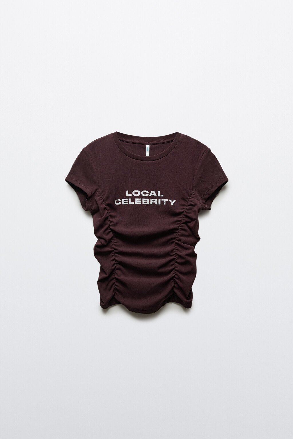 Футболка облегающая с драпировками и принтом - цвет коричневый - 7