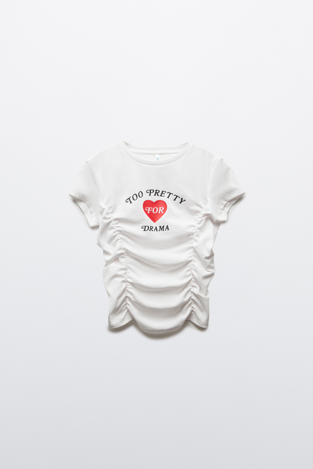 Футболка облегающая с драпировками и принтом - цвет белый - 1