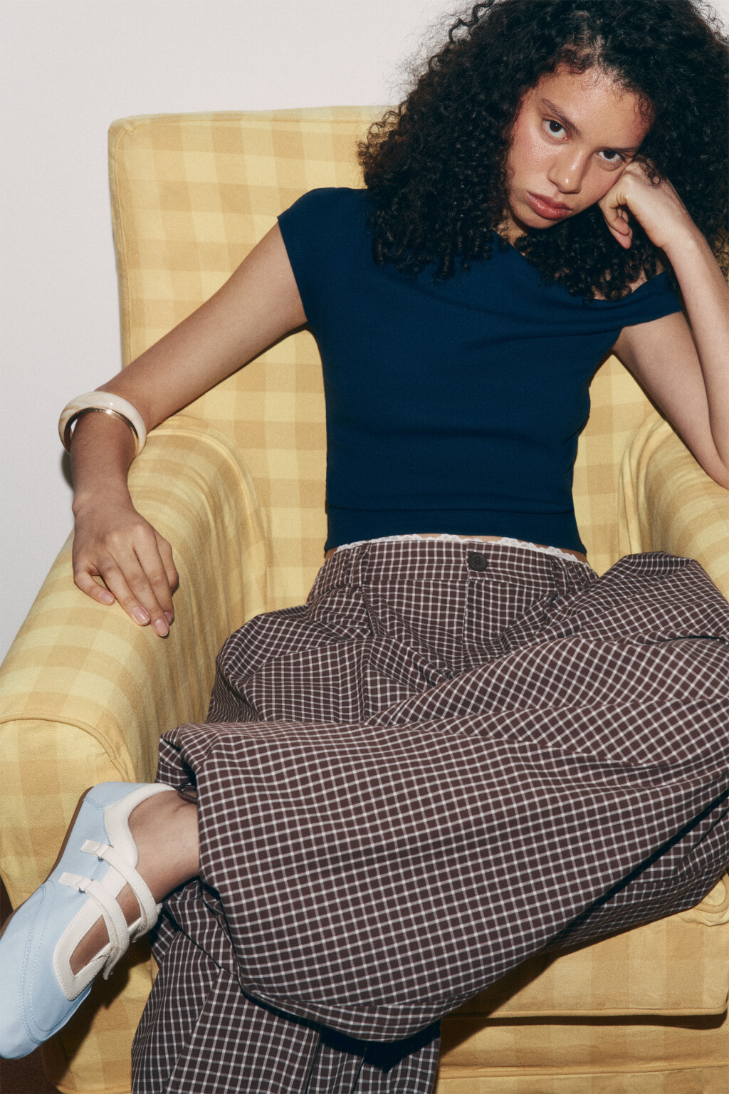 футболка-топ на одно плечо - цвет синий - 2