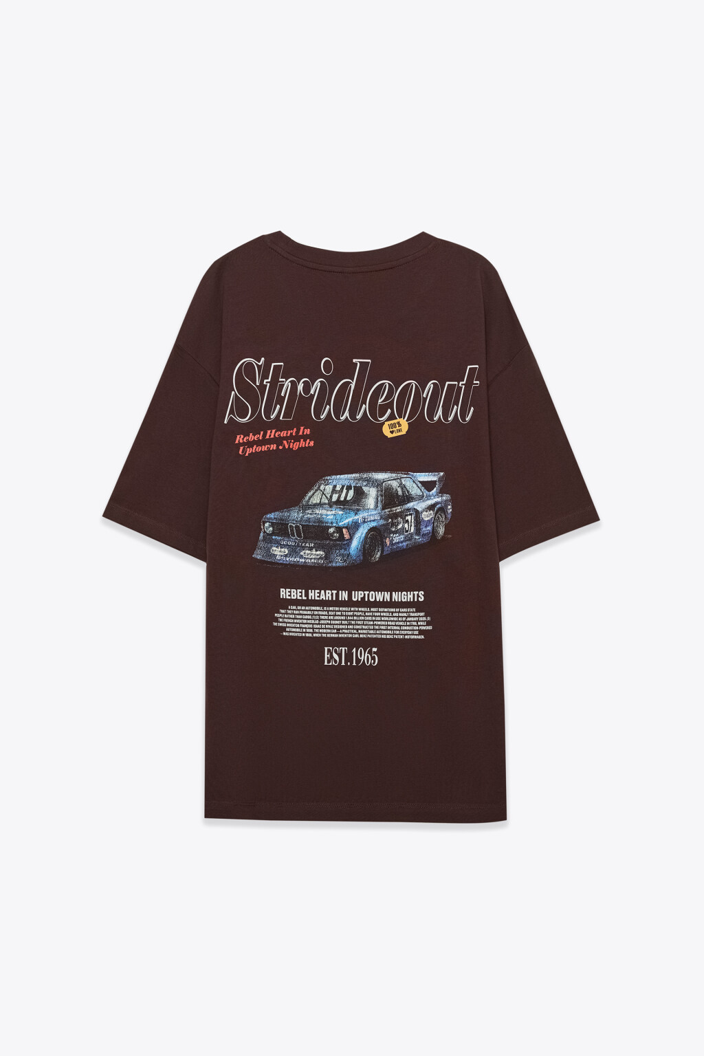 Футболка хлопковая оверсайз с принтом - цвет коричневый - 2