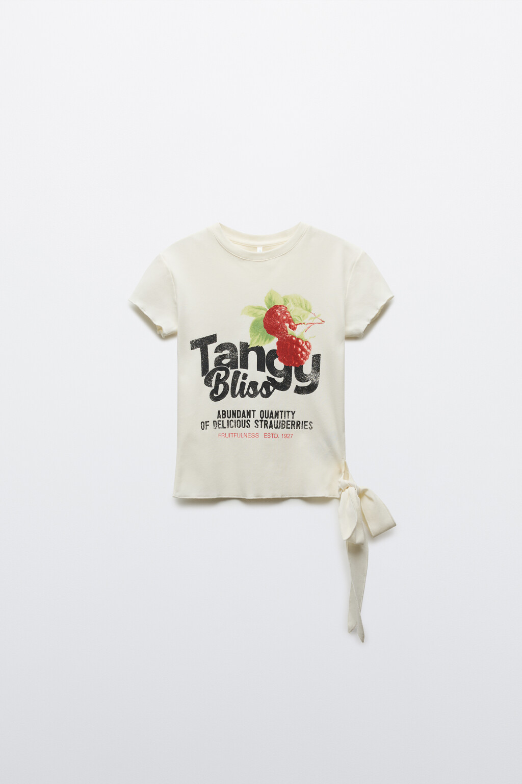 Футболка облегающая с принтом и декоративным узлом - цвет бежевый - 1