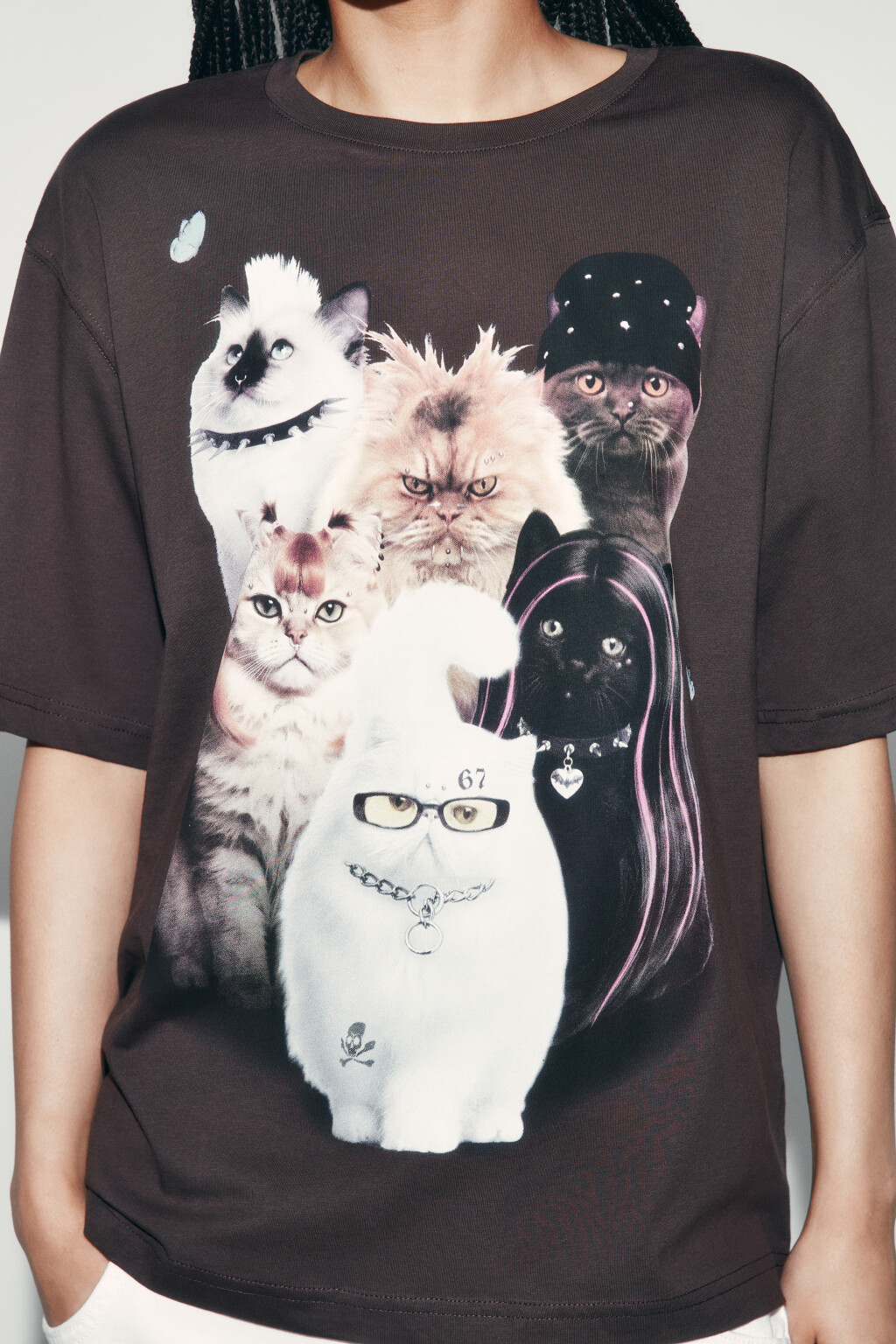 Футболка хлопковая с принтом - цвет коричневый - 5
