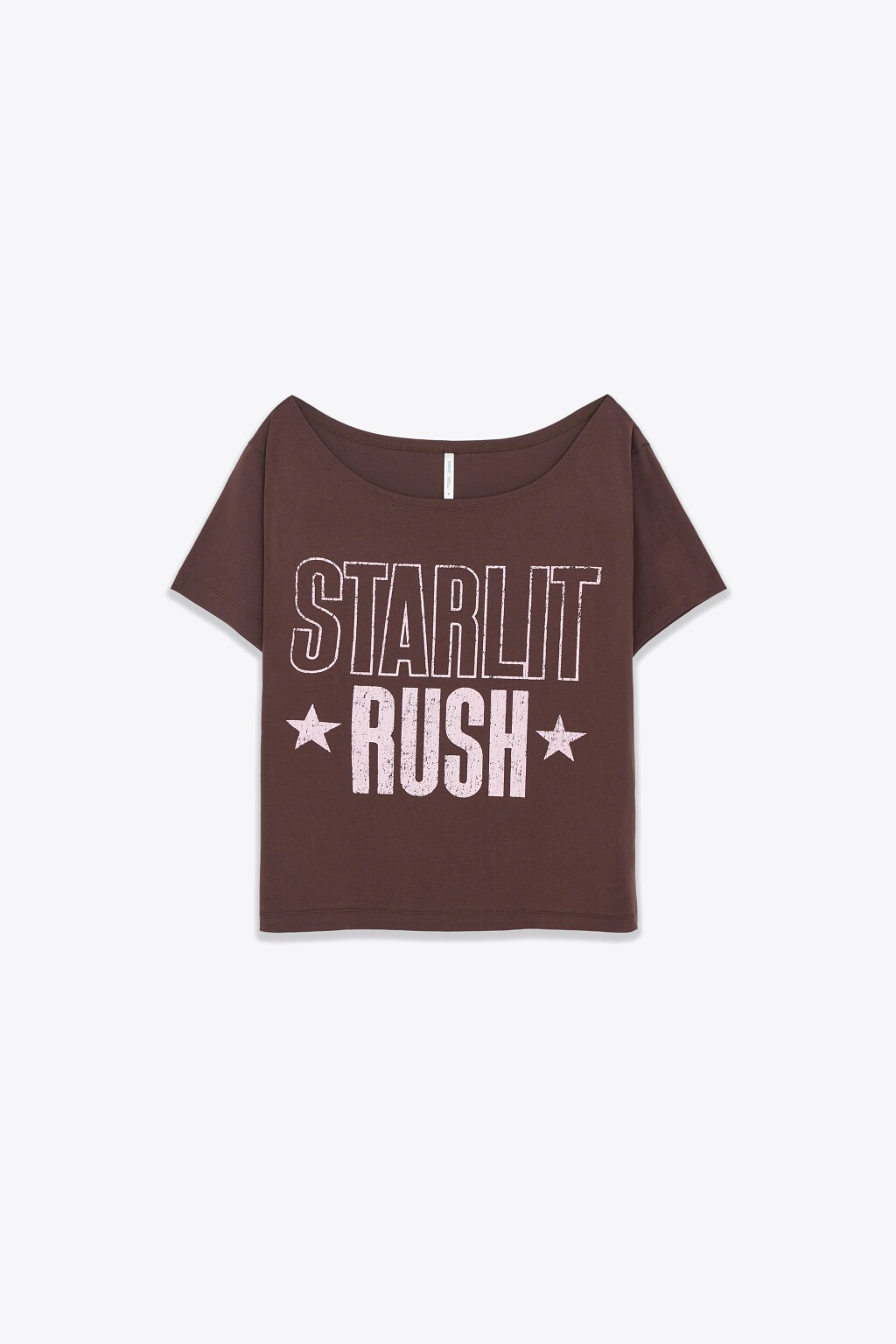 Футболка хлопковая на одно плечо с принтом - цвет коричневый - 1