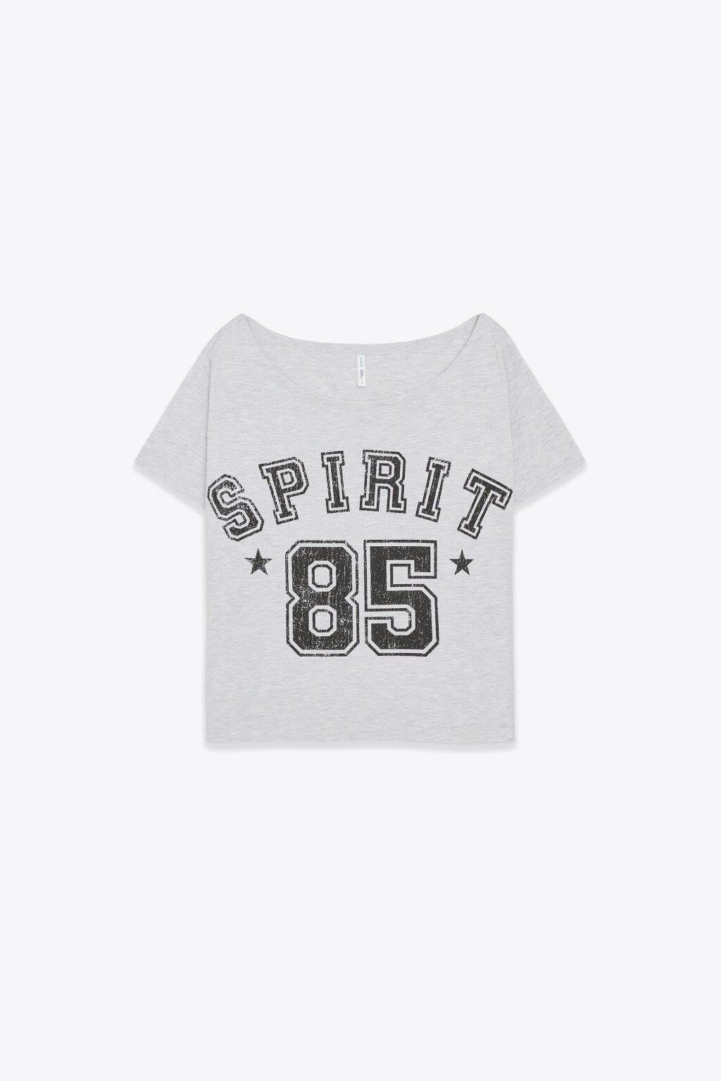 Футболка хлопковая на одно плечо с принтом - цвет серый - 1