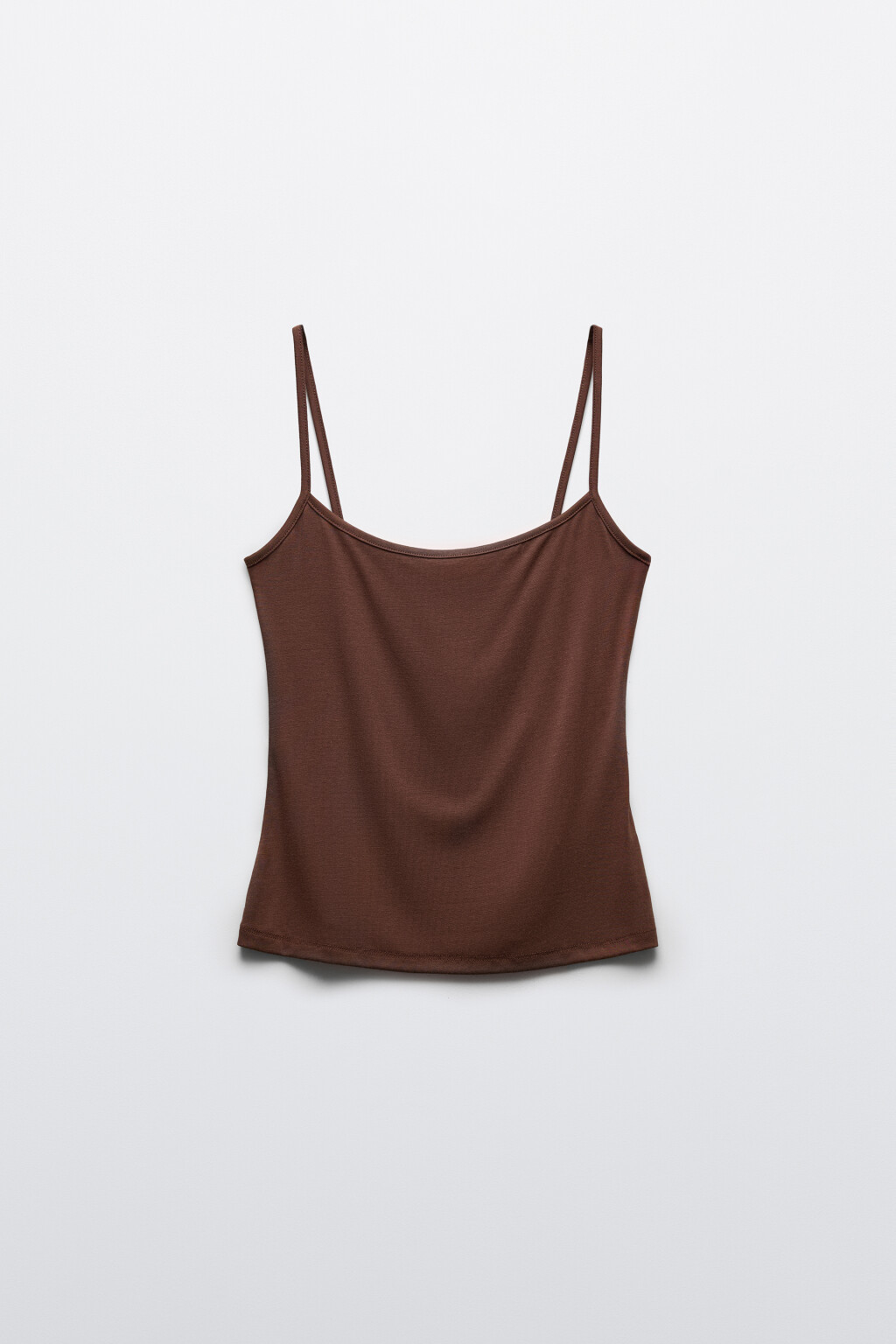 Майка-топ с лиоцеллом на тонких бретелях - цвет коричневый - 1
