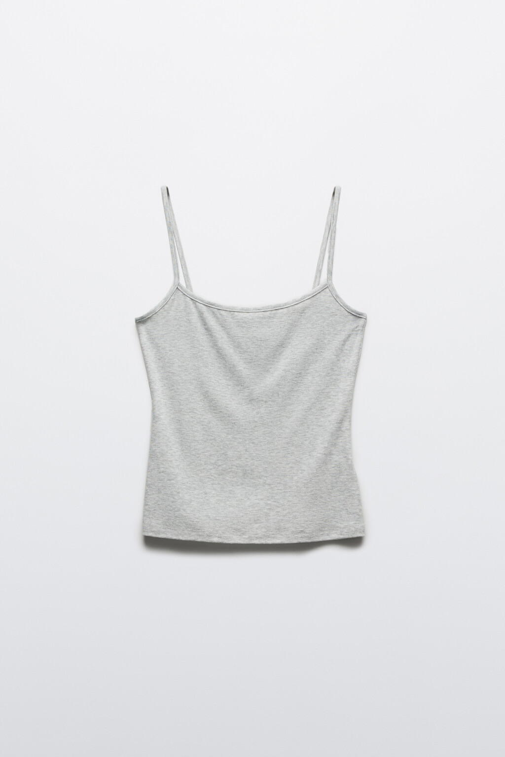 Майка-топ с лиоцеллом на тонких бретелях - цвет серый - 1