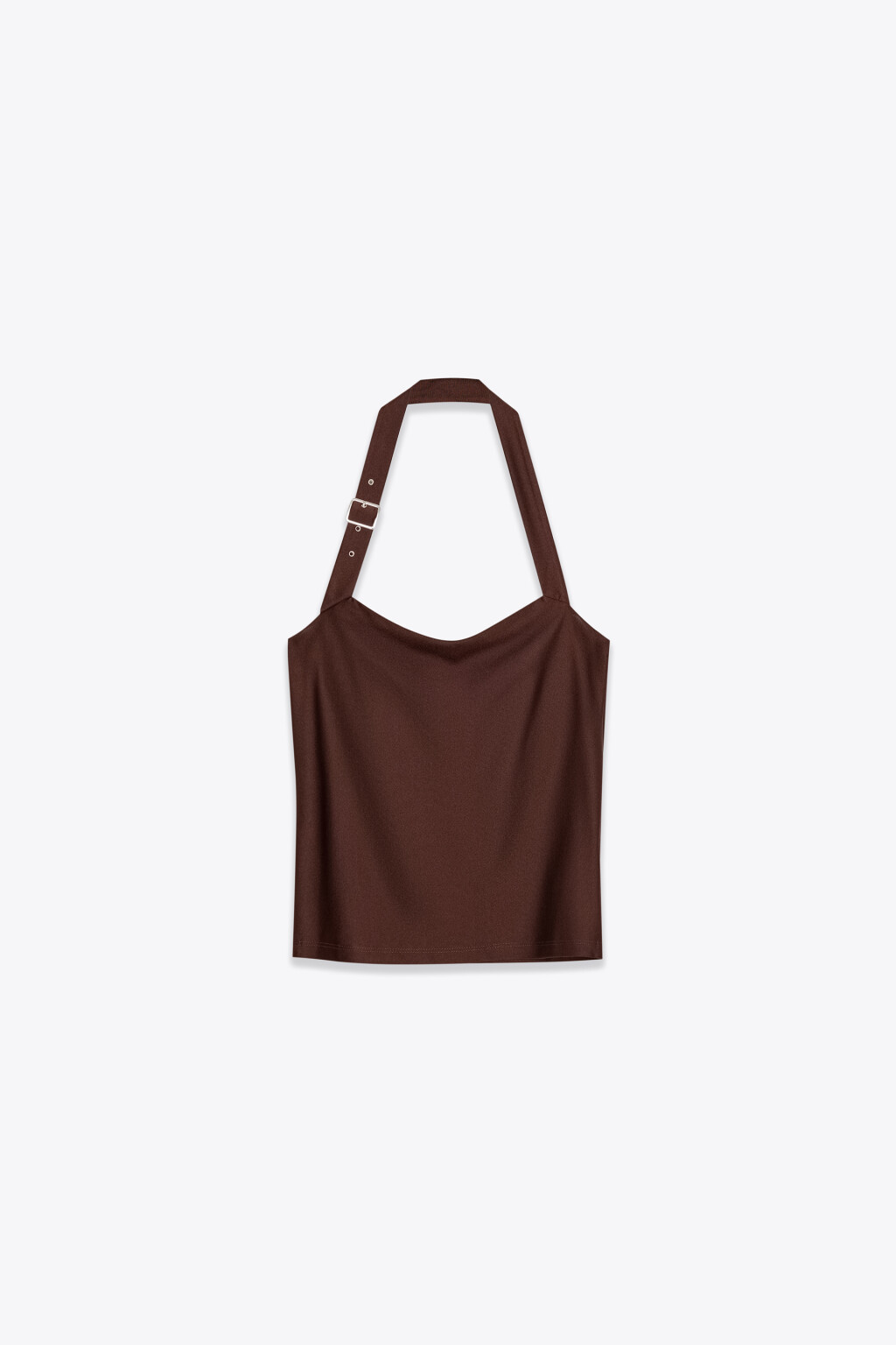 Топ-халтер облегающий с пряжкой - цвет коричневый - 7