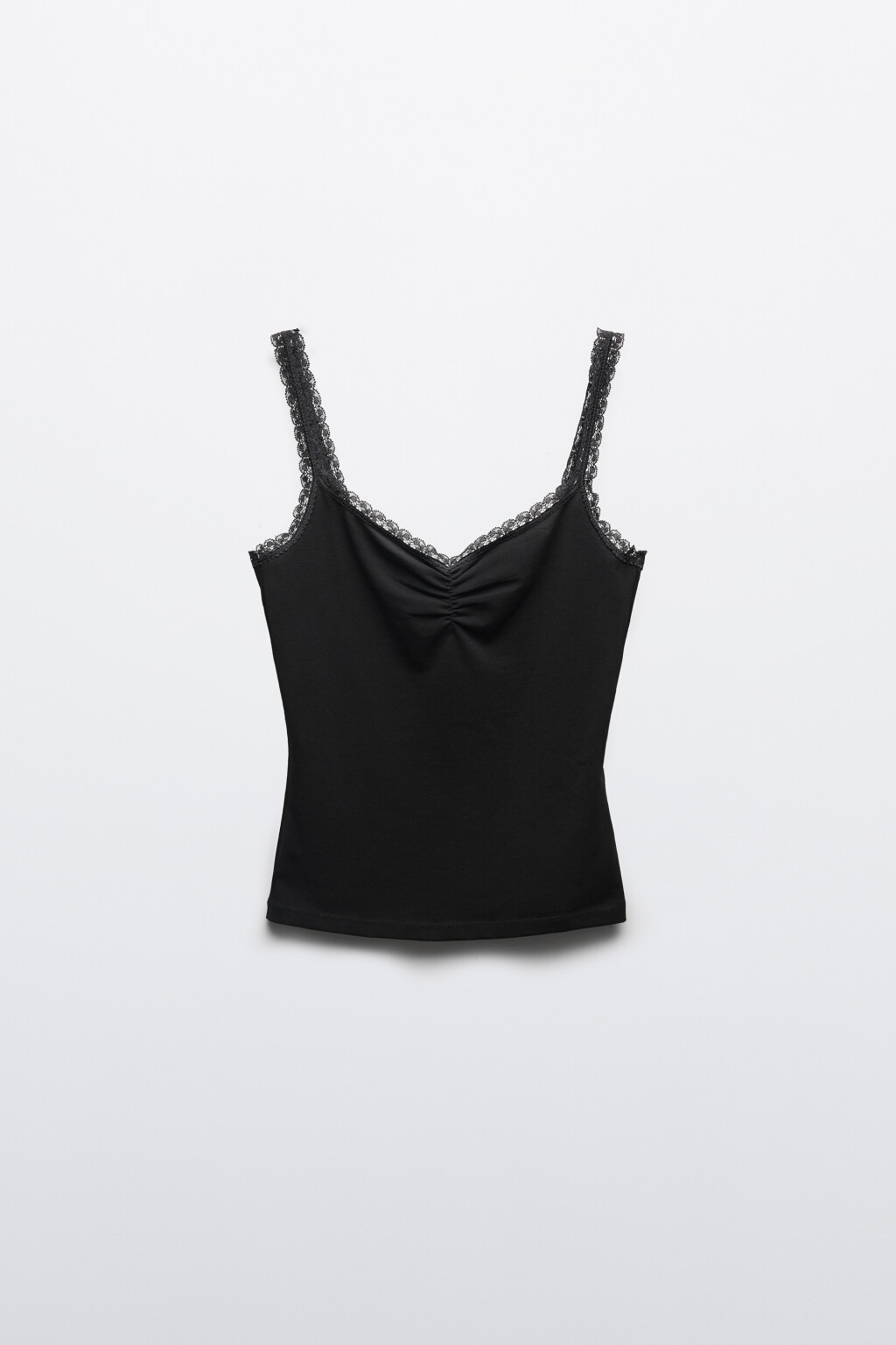Майка-топ облегающая с кружевом - цвет черный - 7