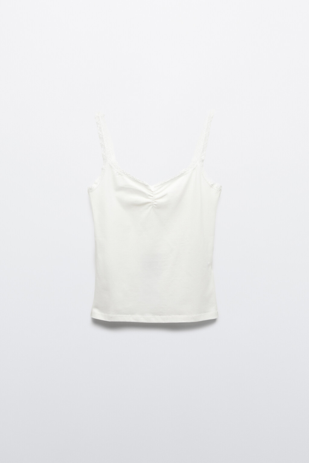 Майка-топ облегающая с кружевом - цвет молочный - 1