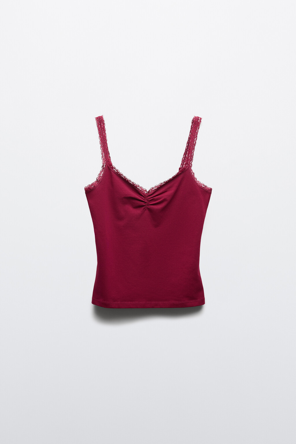 Майка-топ облегающая с кружевом - цвет красный - 7