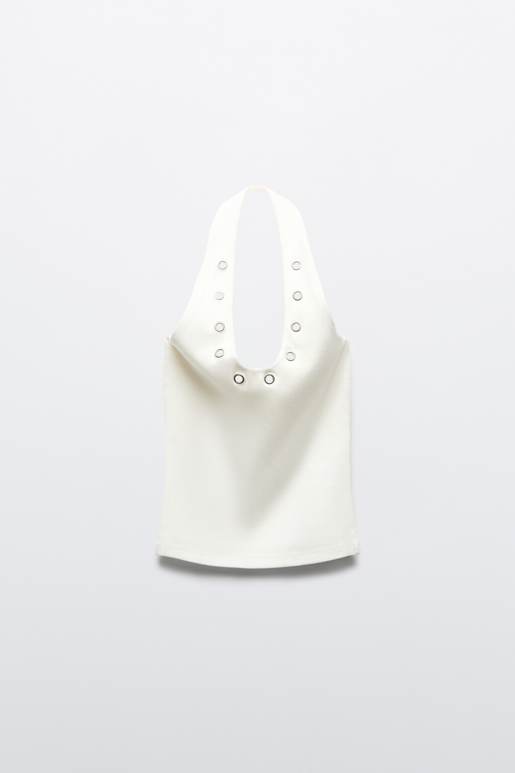 топ-халтер облегающий в рубчик с люверсами - цвет белый - 8