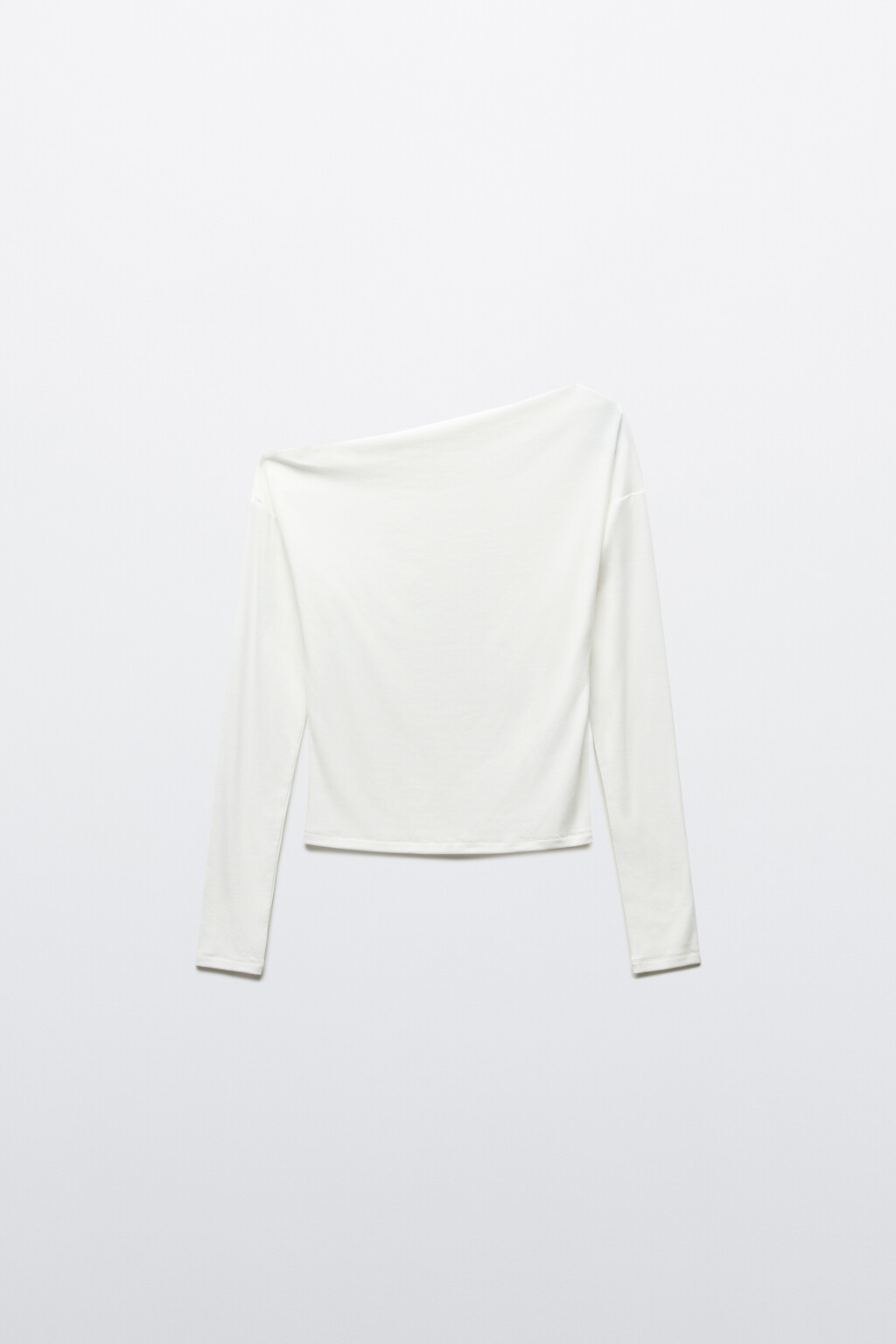 Лонгслив полуприлегающий с лиоцеллом на одно плечо - цвет белый - 7