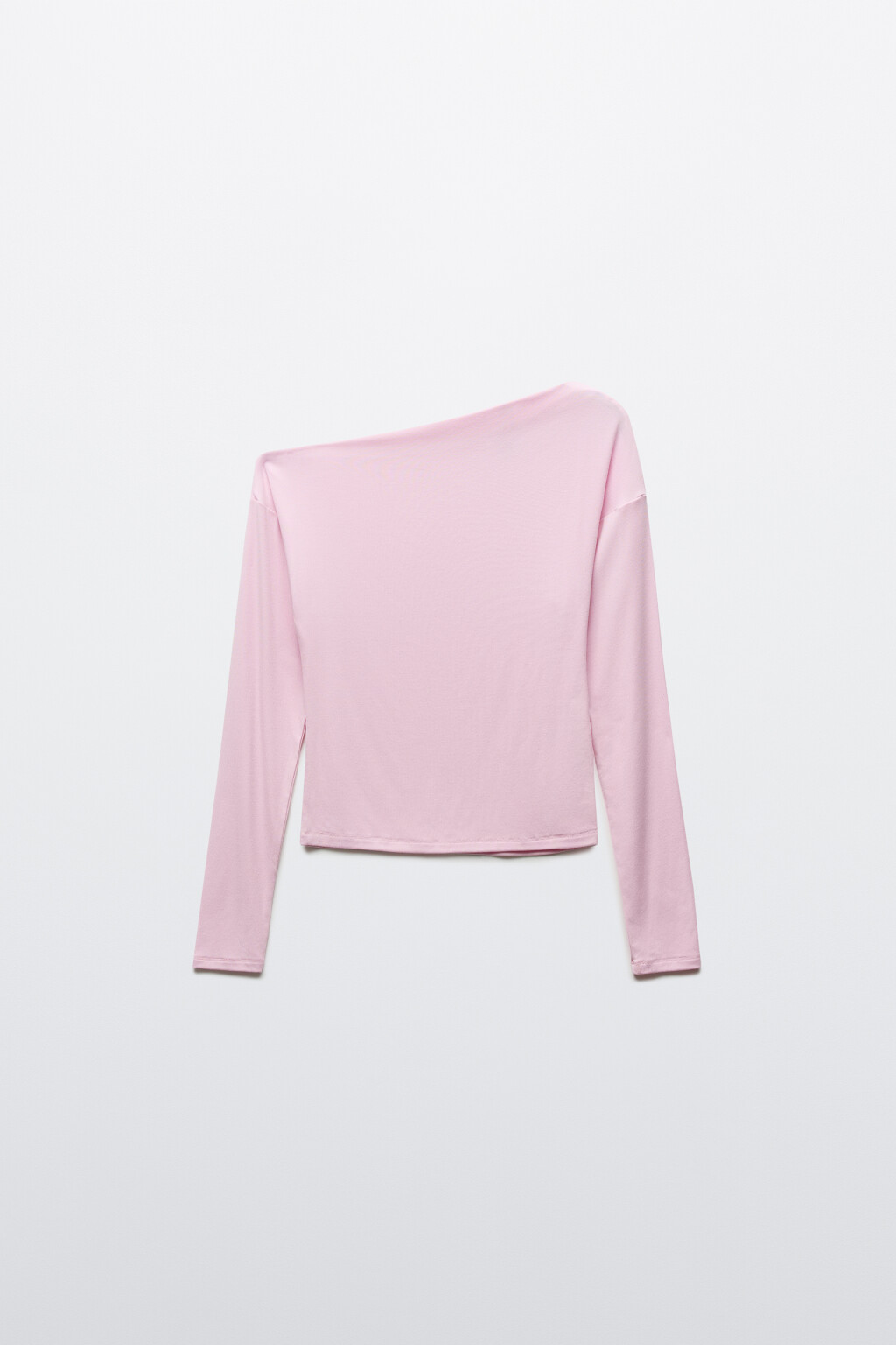 Лонгслив полуприлегающий с лиоцеллом на одно плечо - цвет розовый - 7