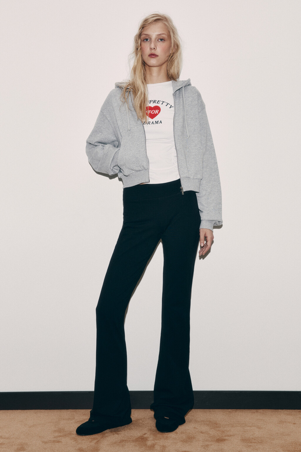 худи-зипка укороченная с капюшоном - цвет серый - 4