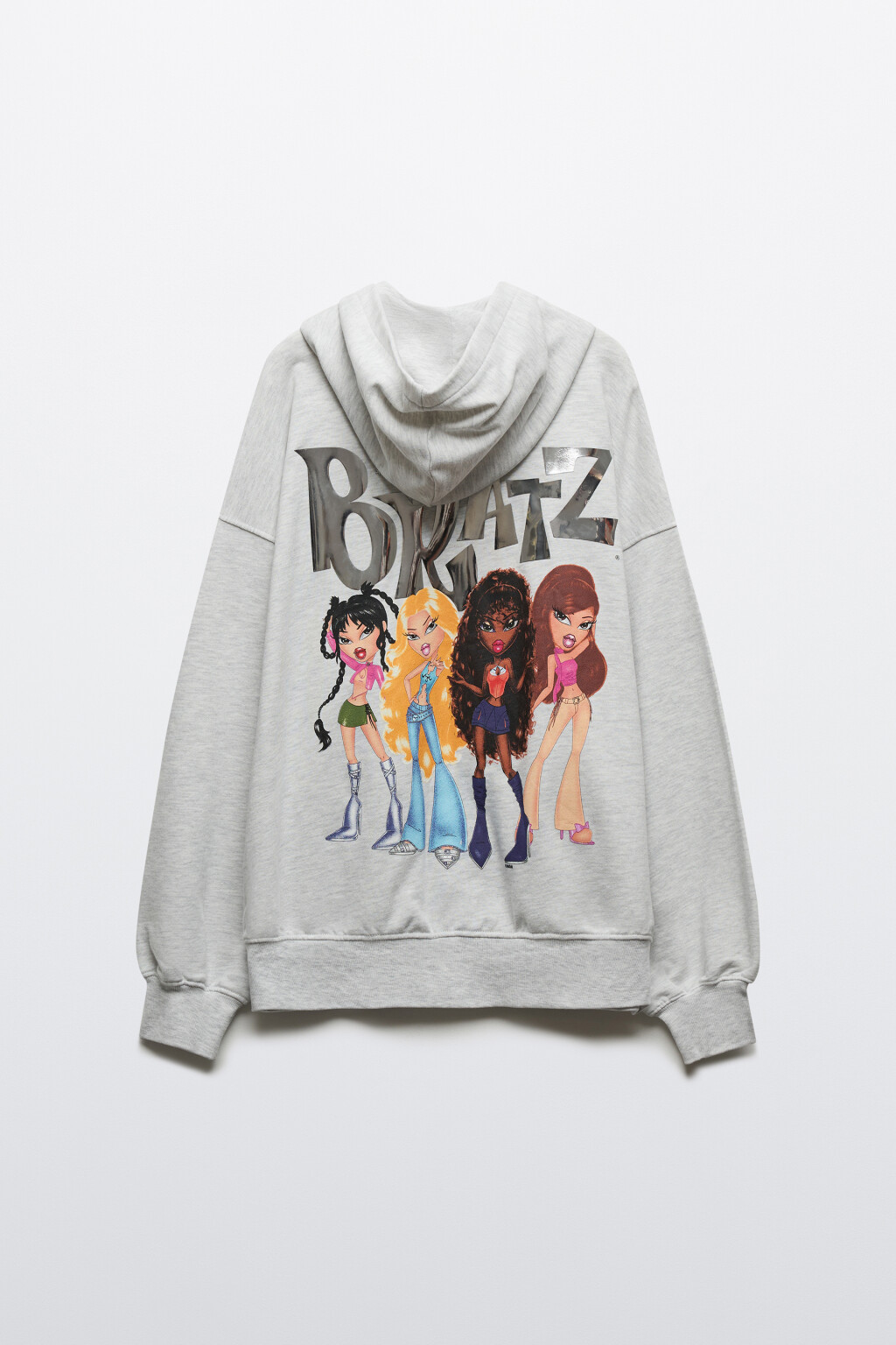 Худи на молнии оверсайз из футера с принтом - цвет серый - 12