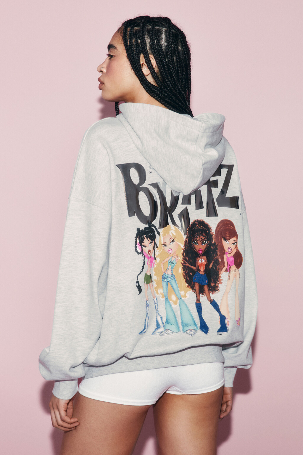 Худи на молнии оверсайз из футера с принтом - цвет серый - 6