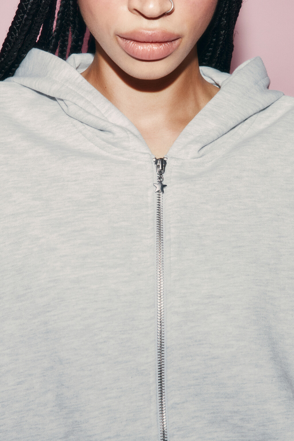 Худи на молнии оверсайз из футера с принтом - цвет серый - 8
