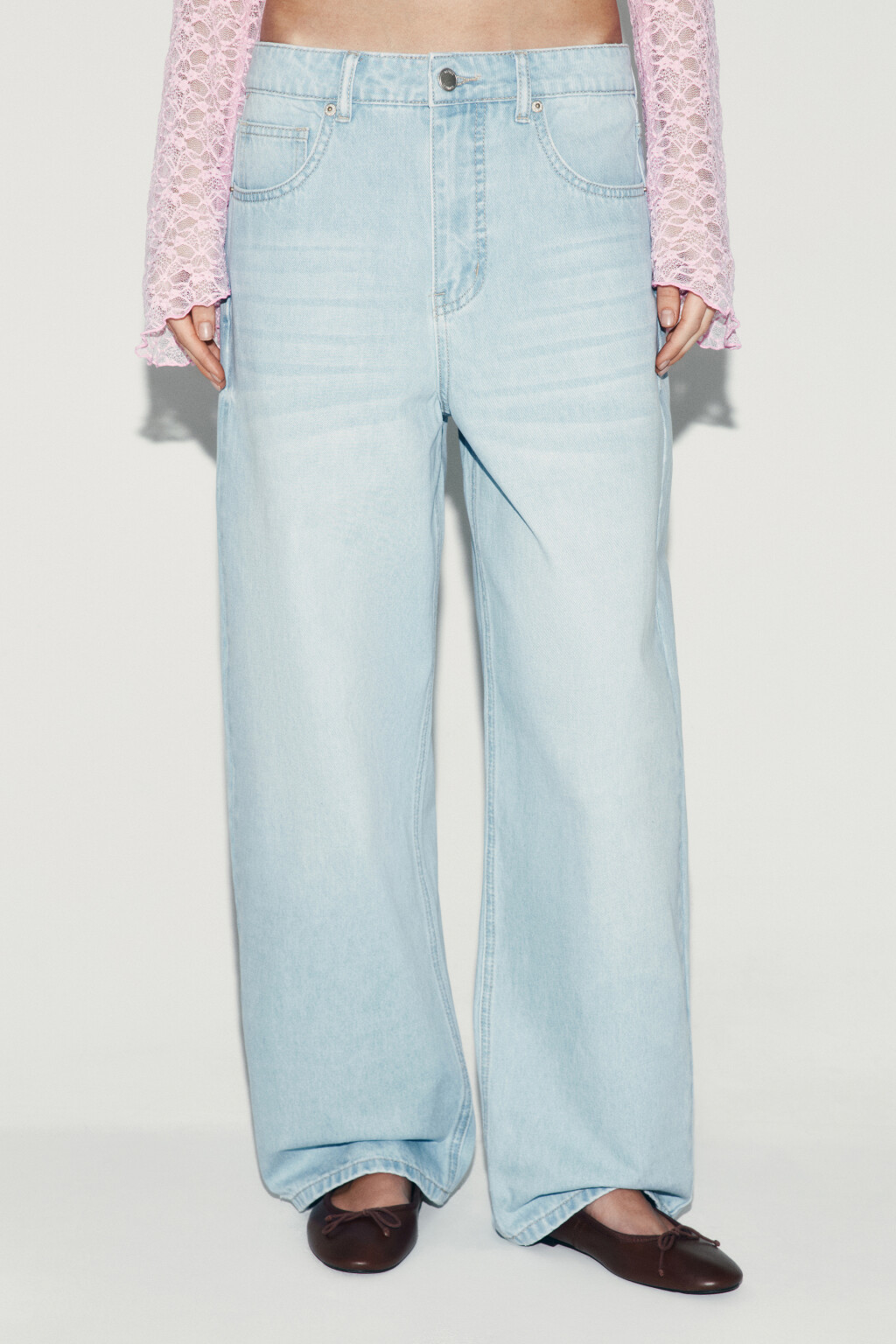 Джинсы baggy fit со средней посадкой - цвет голубой - 3