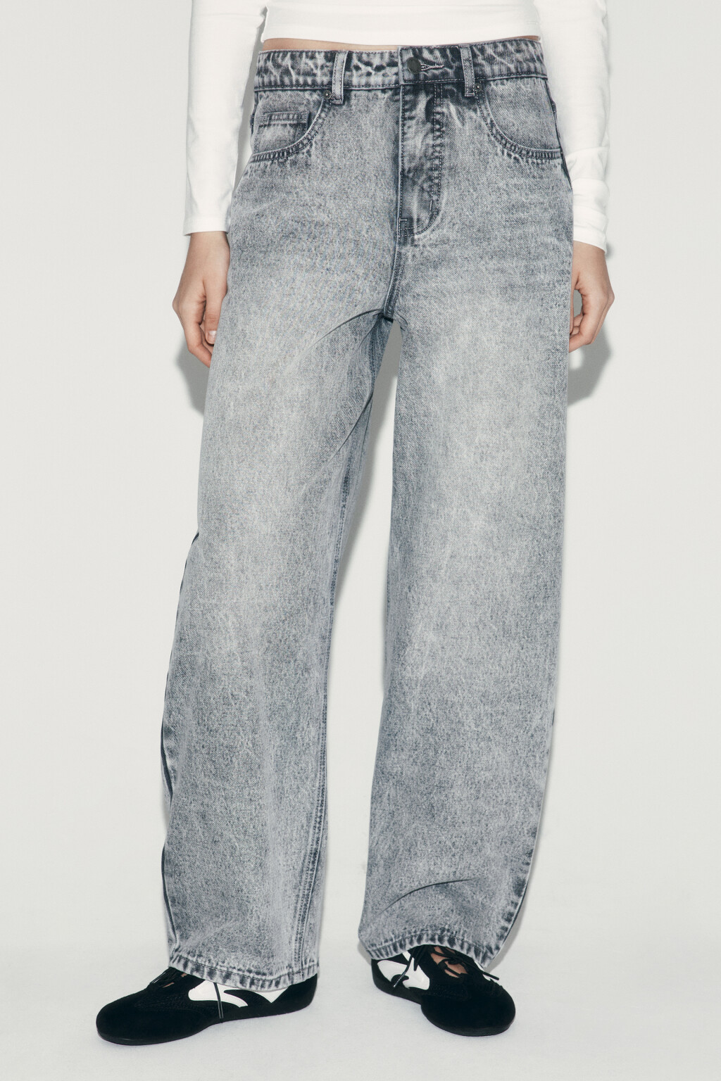 Джинсы baggy fit со средней посадкой - цвет серый - 2