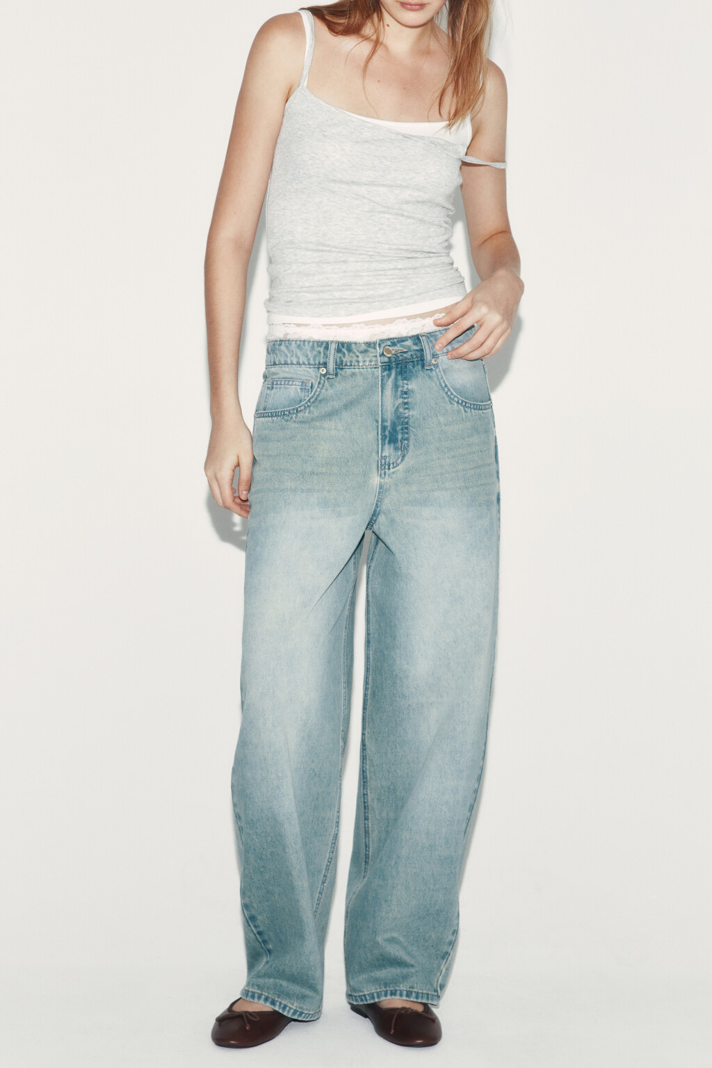 Джинсы baggy fit со средней посадкой - цвет синий - 1