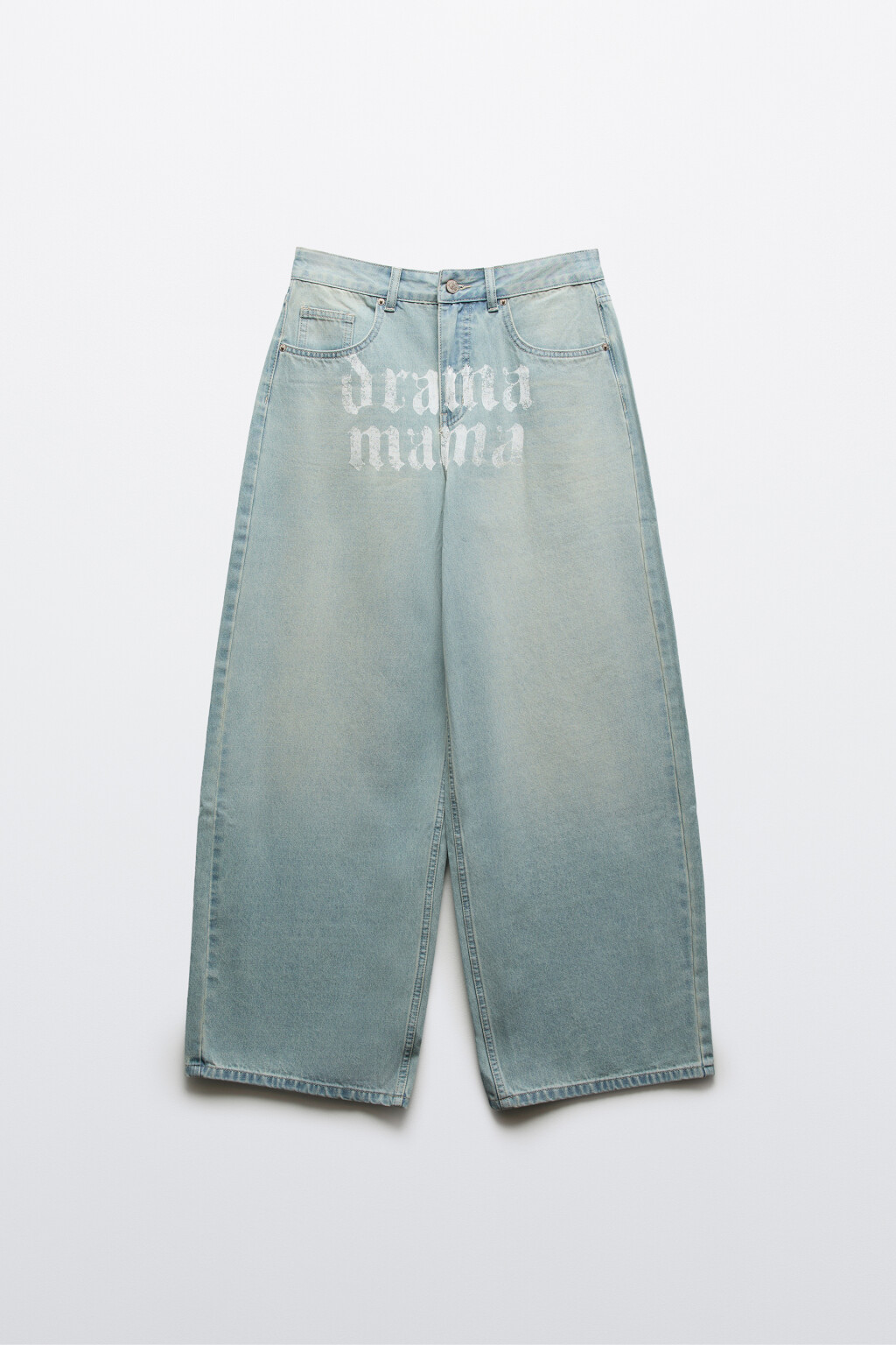 Джинсы багги со средней посадкой и принтом - цвет голубой - 9