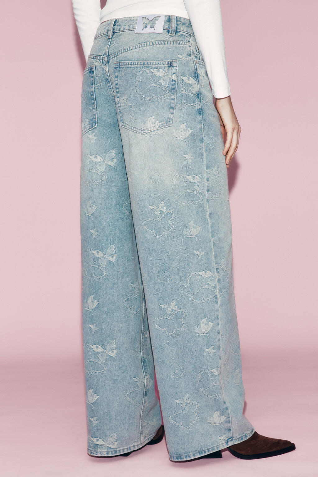 Джинсы baggy fit с низкой посадкой и вышивкой - цвет синий - 3